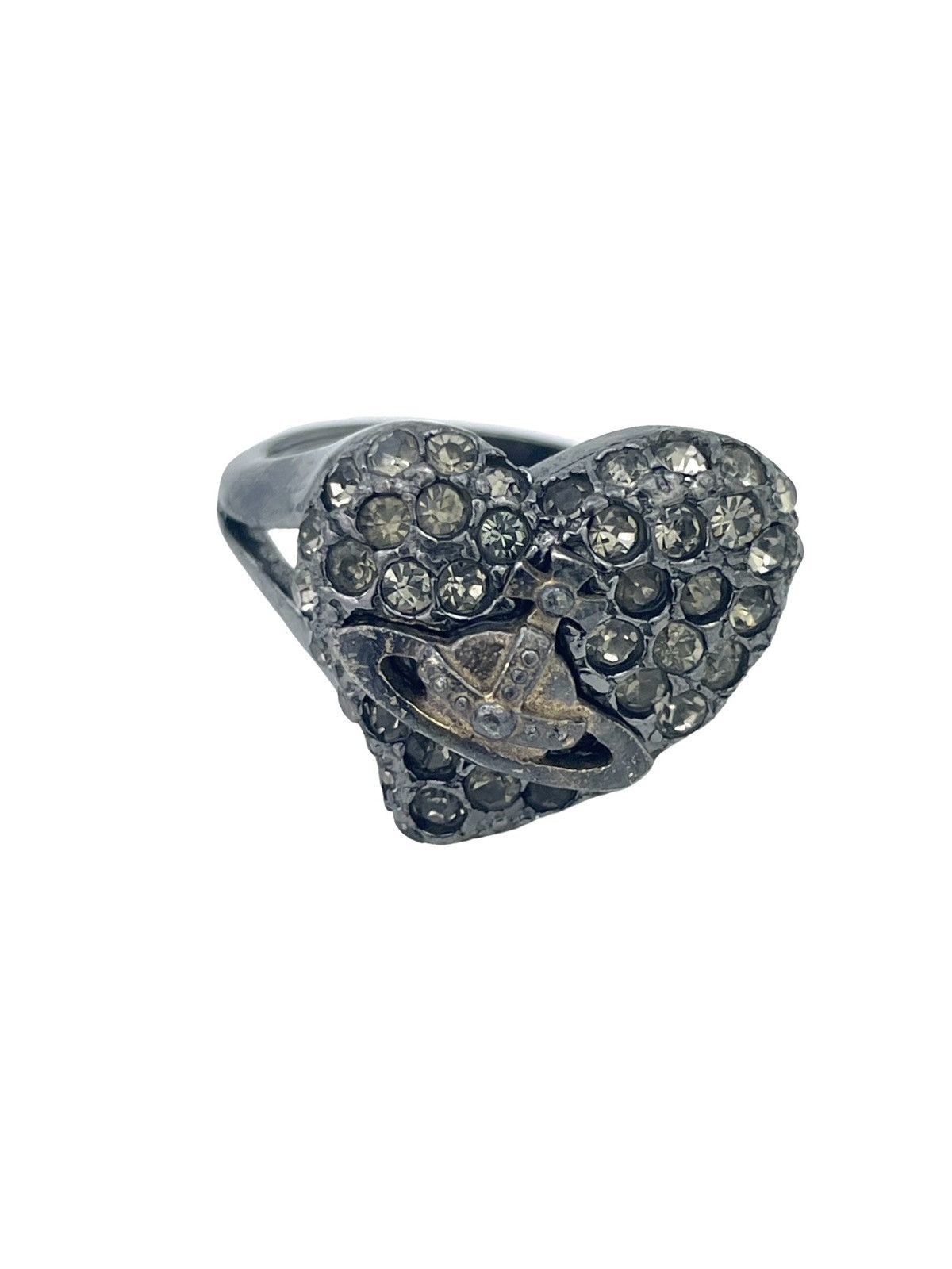 image of Vivienne Westwood Heart Orb Ring in Black, Men's