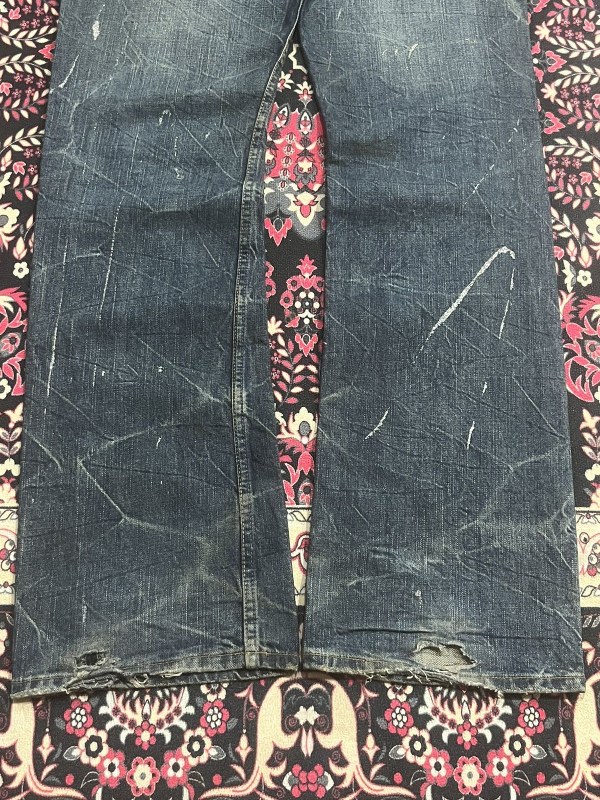Tornado Mart Vintage Japanese Agate Distress Paint Splattered Flare Jeans Size US 34 / EU 50 - 8 Thumbnail