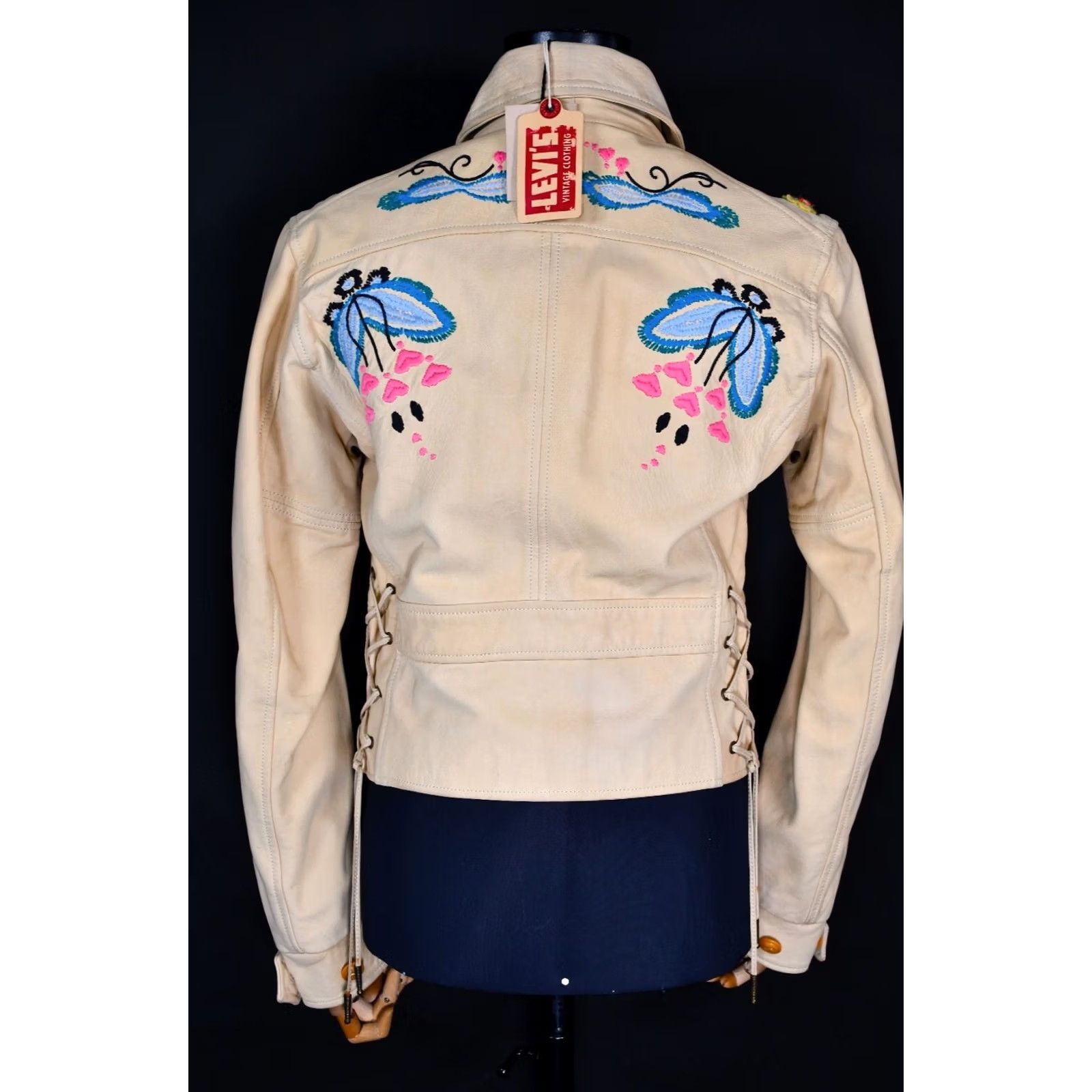 Levi's LVC Levi’s Vintage Clothing 1930's Leather Jacket Women's M Embroidered Beige Leather Jacket Womens M Size M / US 6-8 / IT 42-44 - 7 Thumbnail