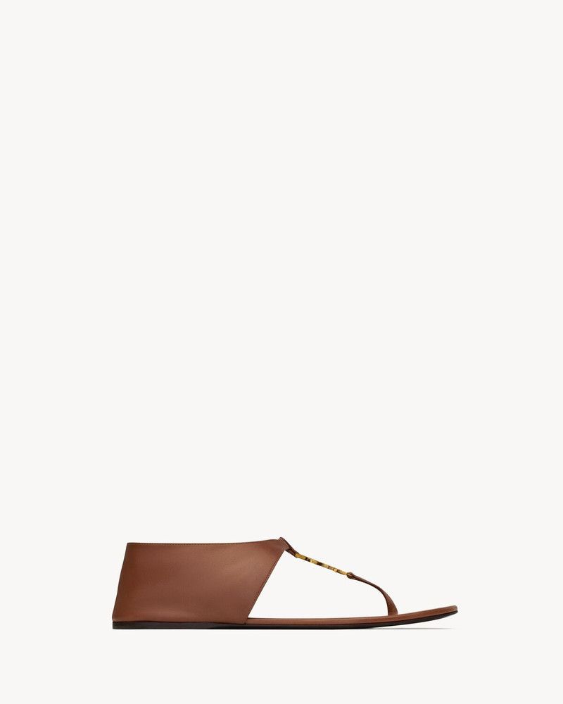 Saint Laurent Paris oc11z1125 Cassandra Sandals in Smooth Leather in Brown Size US 8 / IT 38 - 3 Thumbnail