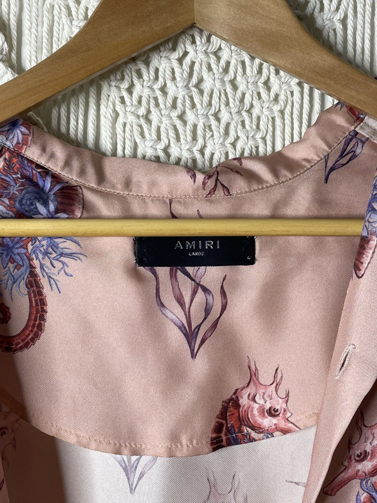 Amiri AMIRI Camp-Collar Silk-Twill Shirt Salmon Pink Seahorse L LV Size US L / EU 52-54 / 3 - 2 Thumbnail