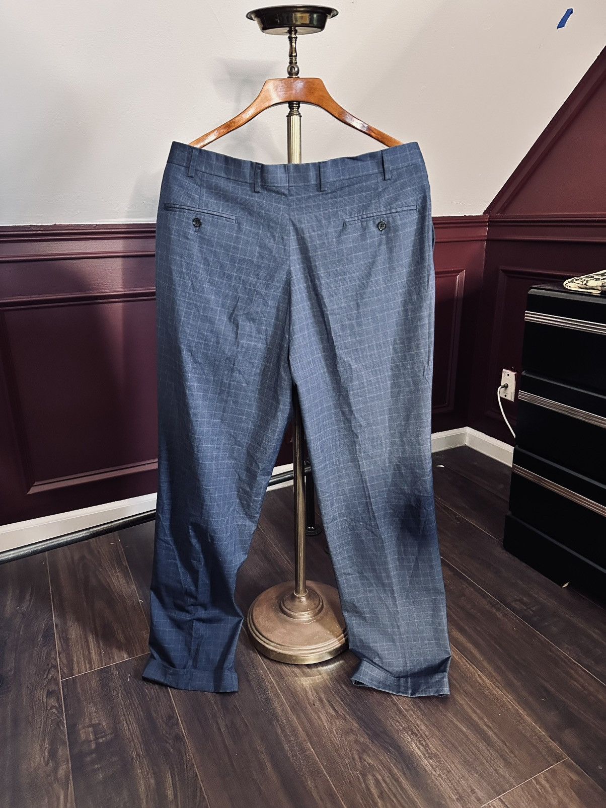 RRL Ralph Lauren Double RL blue plaid Egyptian flat front pants trousers Size US 37 - 6 Thumbnail