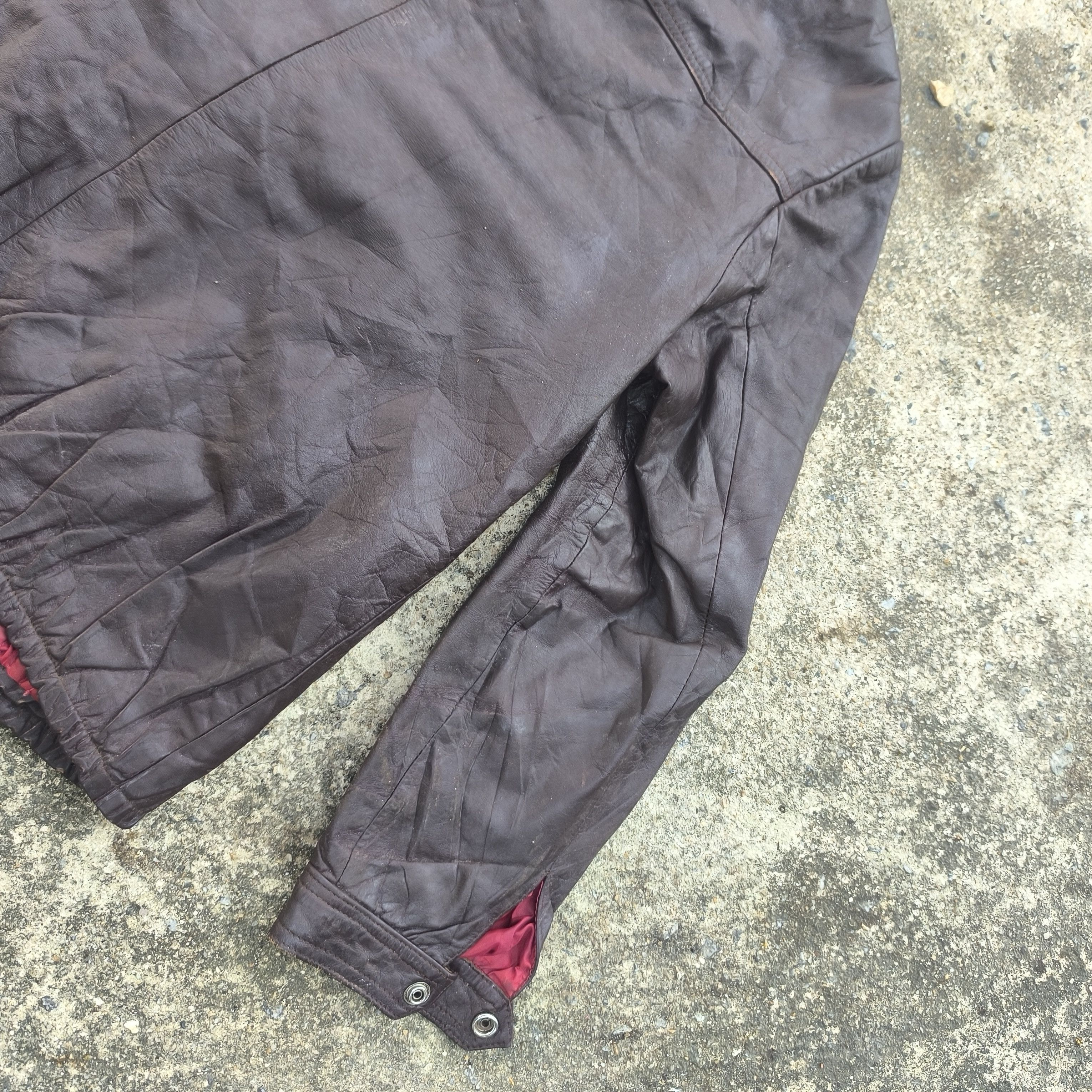 Vintage 80s vintage leather jacket biker dark brown Size M / US 6-8 / IT 42-44 - 8 Thumbnail