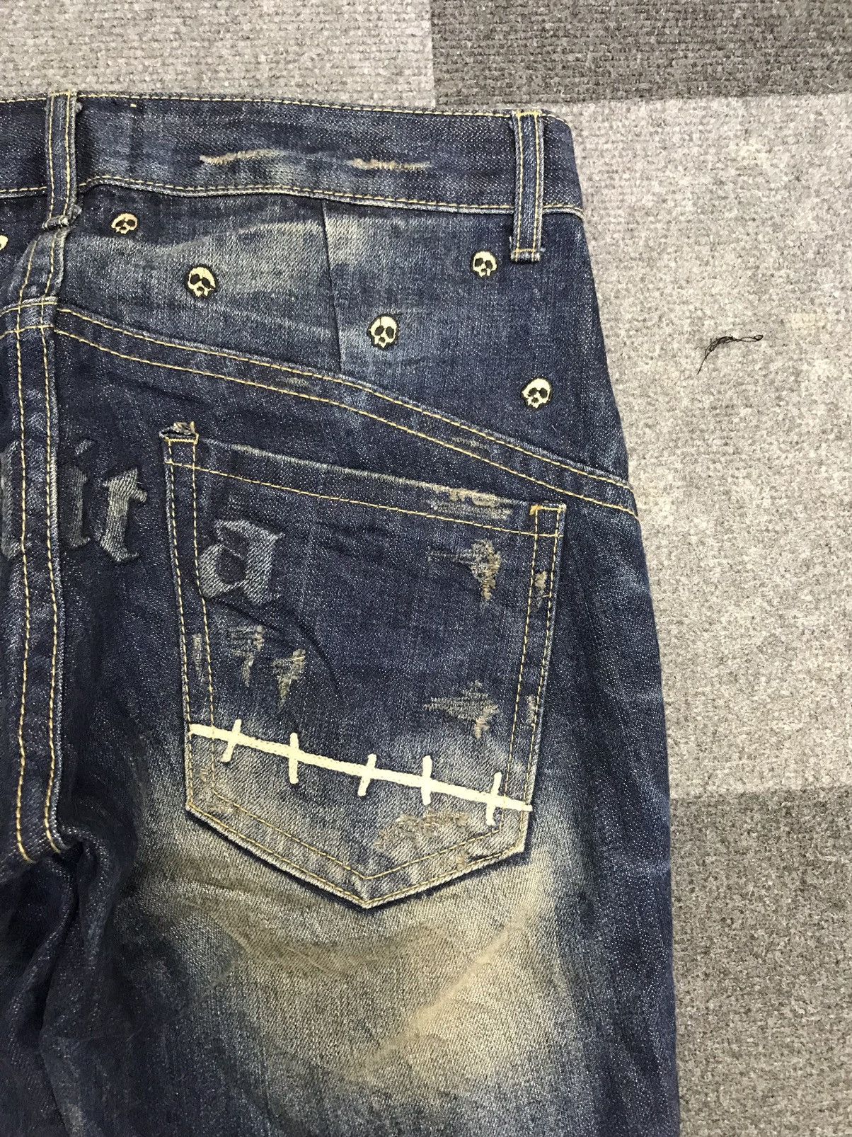 Seditionaries 💥VERYRARE💥LOLITA SKULL SHORT MUDWASH DISTRESSED DENIM F455 Size US 33 - 9 Thumbnail