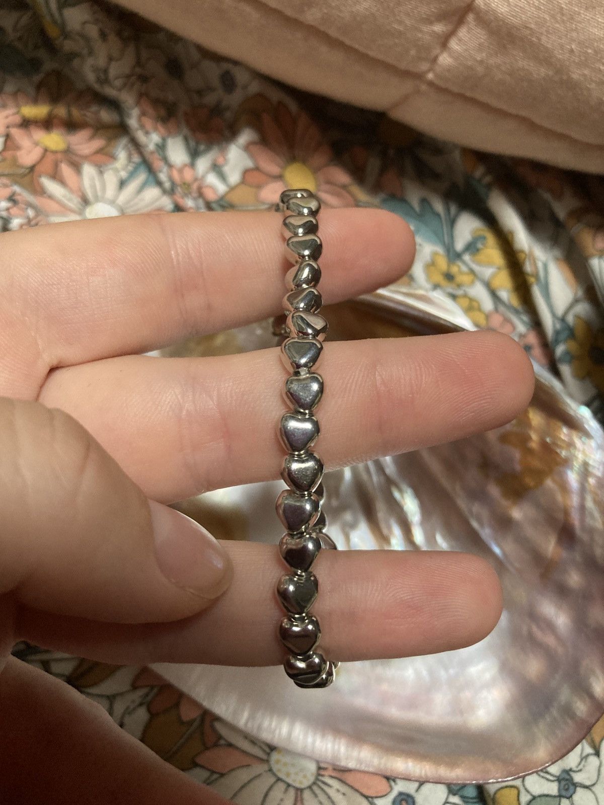 Other Silver coloured heart beaded bracelet Size ONE SIZE - 2 Thumbnail