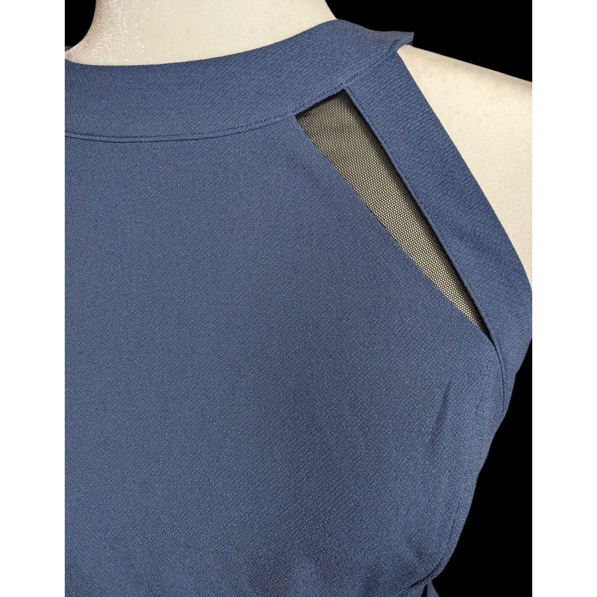 BCBGeneration BCBGeneration Blue Open Back Dress With Black Mesh Cutouts Size S / US 4 / IT 40 - 4 Thumbnail