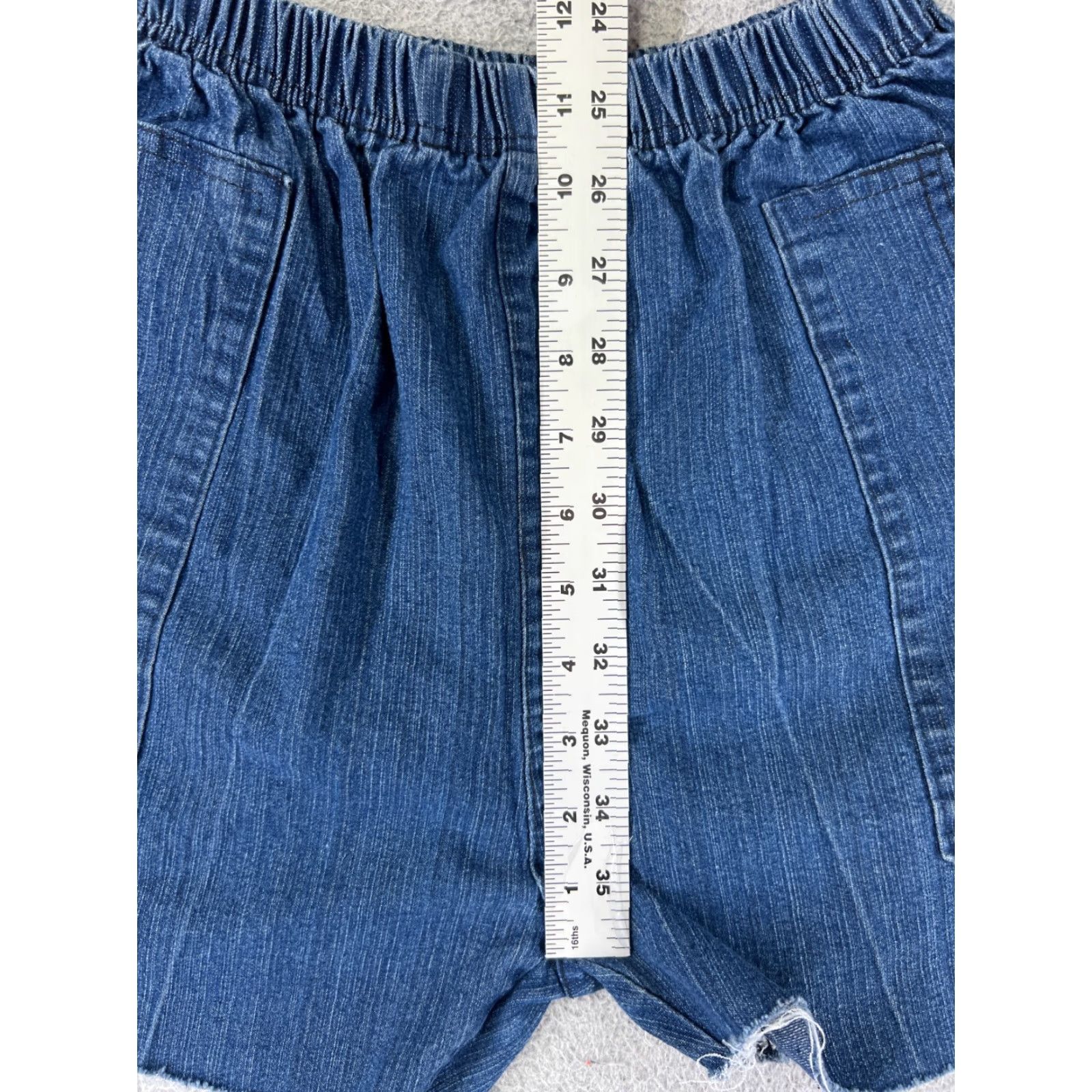 Denime Blue Denim Cutoff Shorts Womens 26 Floral Embroidered High Rise Elastic Waist 3" Inseam Casual Summer Size 26" / US 2 / IT 38 - 7 Thumbnail