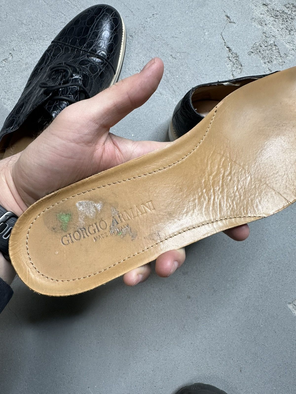 Giorgio Armani Giorgio Armani Black Croc Embossed Leather Shoes Size US 10.5 / EU 43-44 - 8 Thumbnail