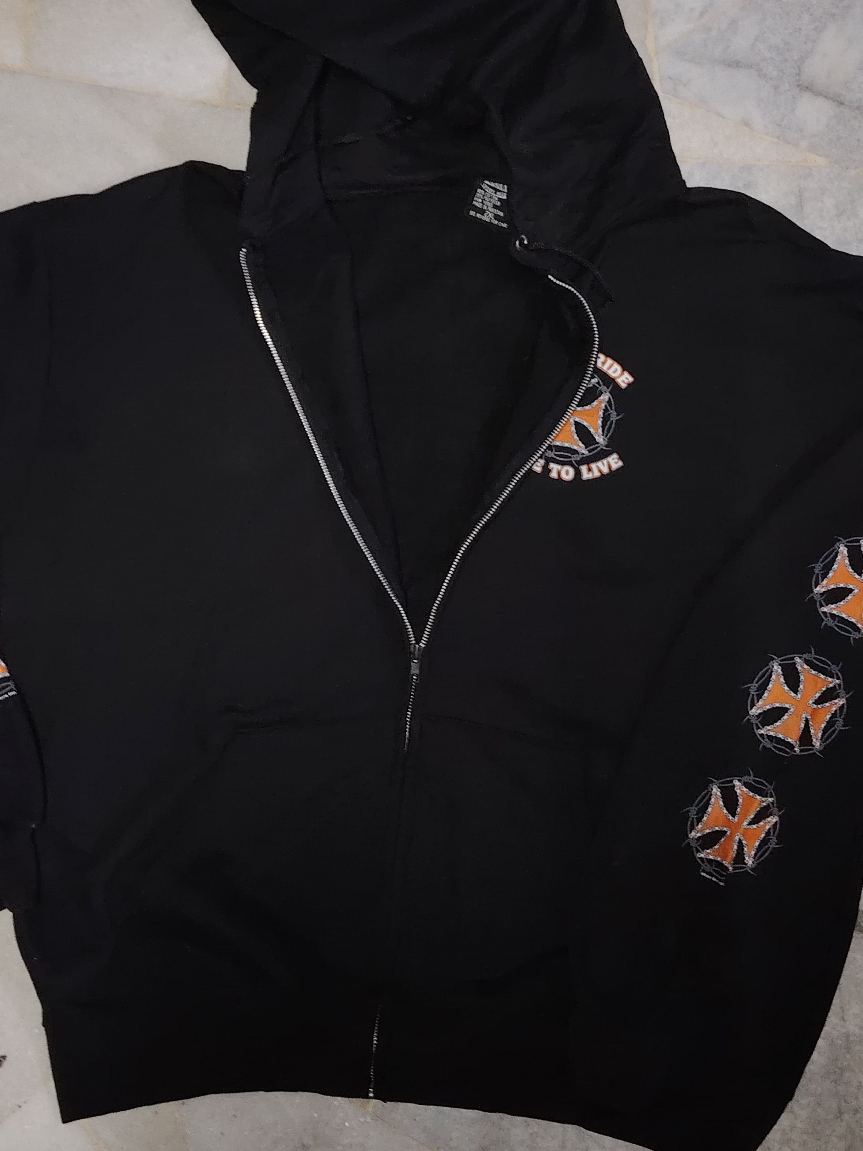 Vintage Vintage Y2K 2003 Iron Cross Live to Ride Zippup Hoodie Size US XXL / EU 58 / 5 - 2 Thumbnail