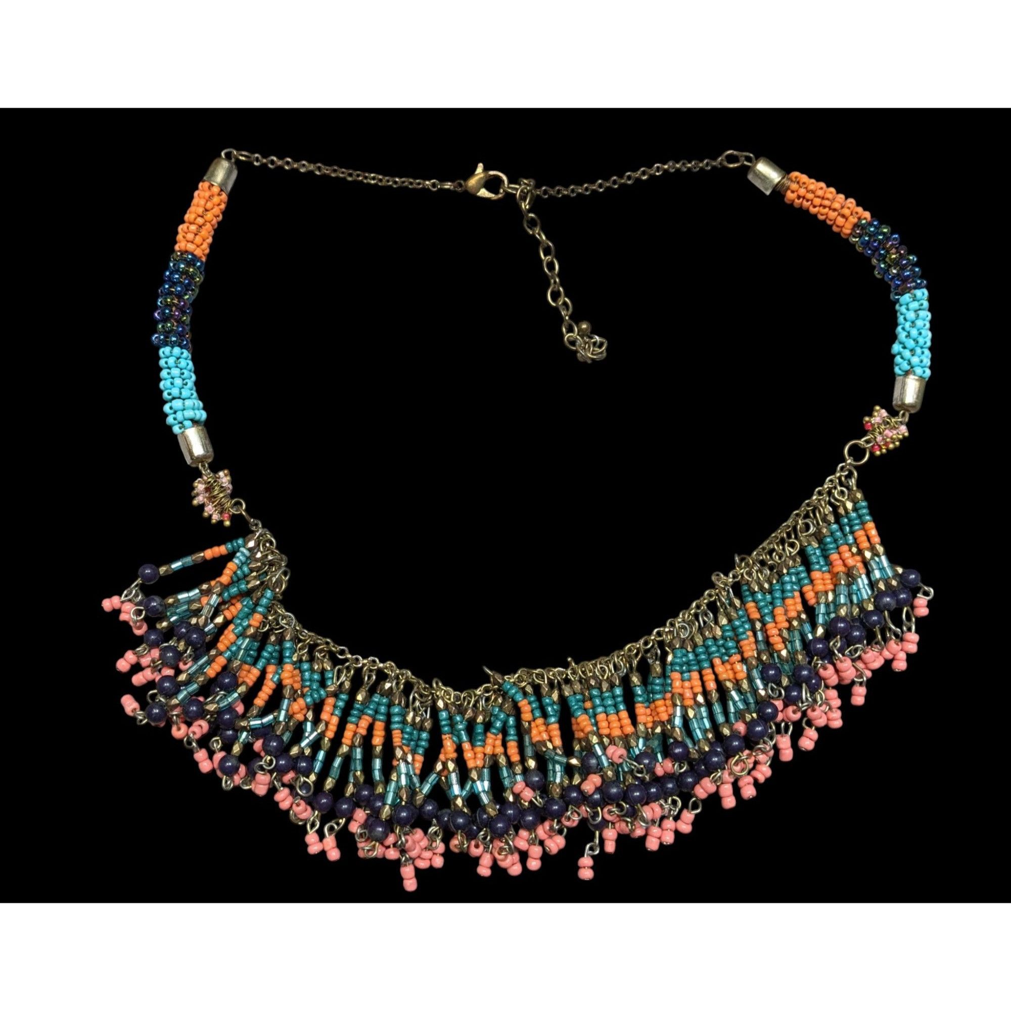 Other Vintage Bohemian Beaded Tassel Statement Necklace Handcrafte Size ONE SIZE - 1 Thumbnail