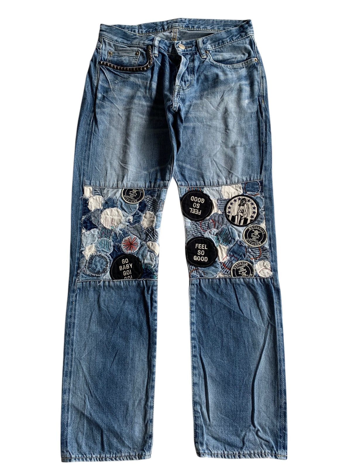 Hysteric Glamour × Japanese Brand HYSTERIC GLAMOUR REWORK LOW RISE SELVEDGE DISTRESSED DENIM🎌 Size US 27 - 1 Thumbnail
