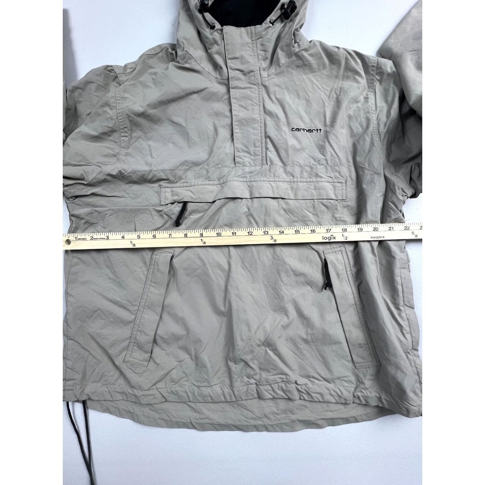 Carhartt Carhartt Jacket Mens Nylon Hooded Pullover Anorak Fleece Lined Outdoor Winter Mid-Length Beige Zip Pockets Logo Size US M / EU 48-50 / 2 - 6 Thumbnail
