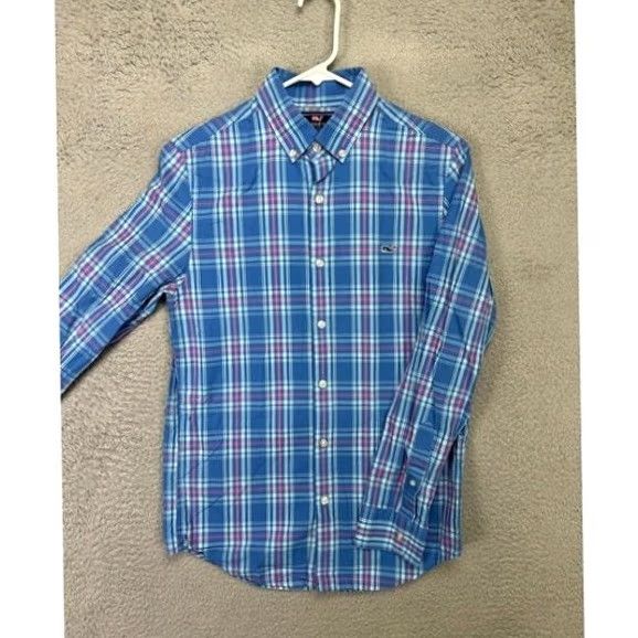 Vineyard Vines Vineyard Vines Button Down Shirt Adult XS Whale Blue Pink Tartan Plaid Slim Mens Size US XS / EU 42 / 0 - 3 Thumbnail