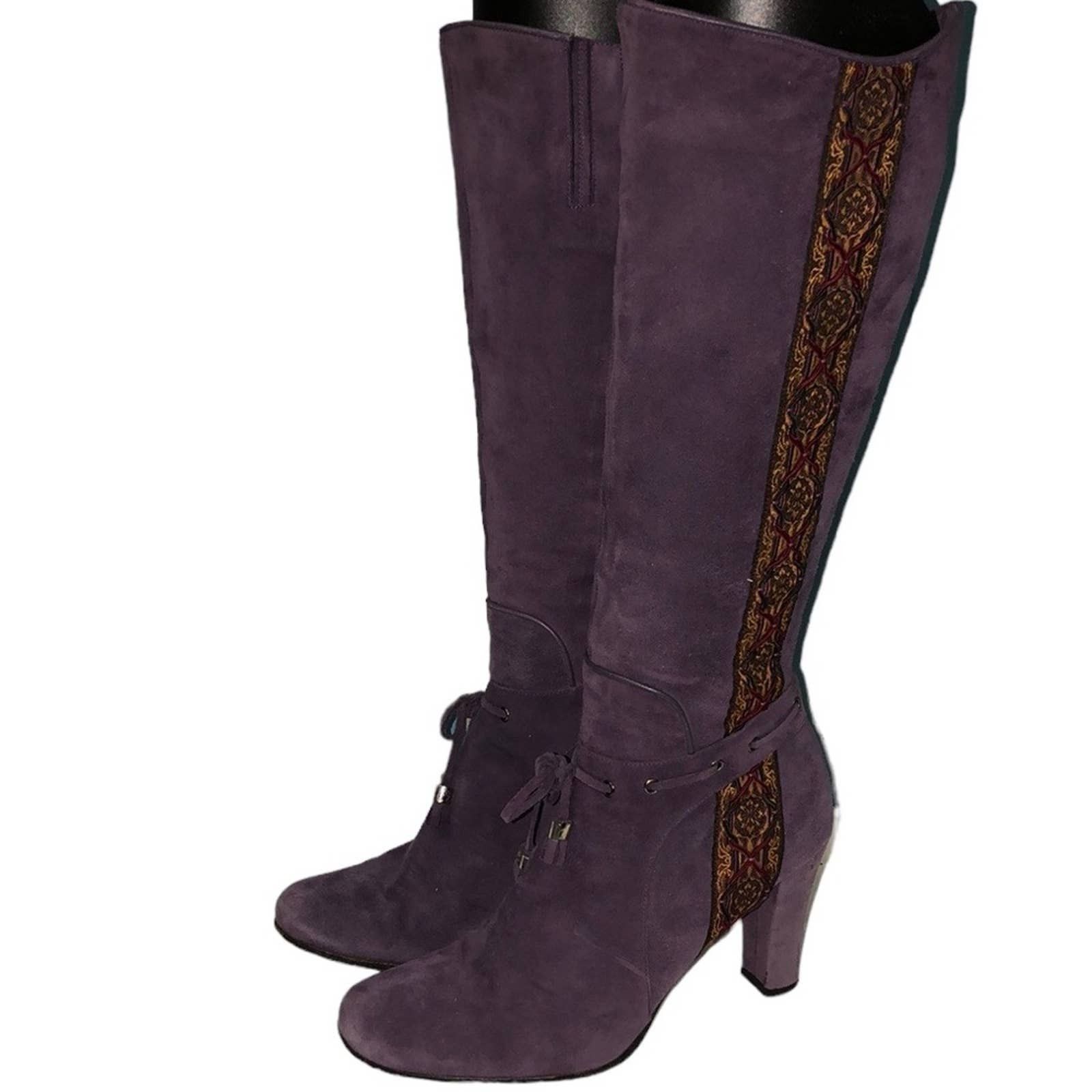 Taryn Rose purple heeled boots women's size 38 costume