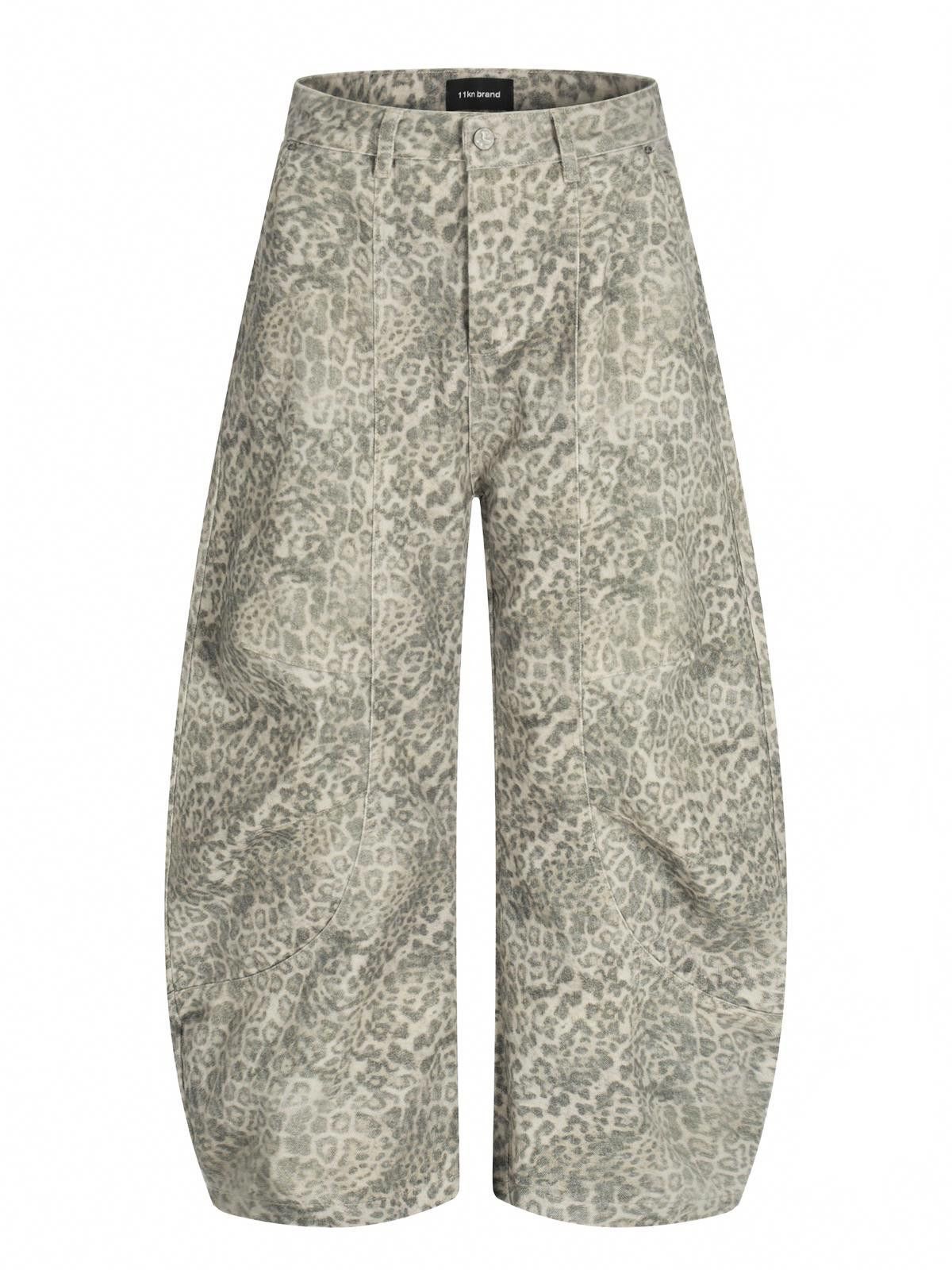 Japanese Brand Beige Leopard Print Baggy Wide Leg Pants, Casual Trousers Size US 32 / EU 48 - 5 Thumbnail