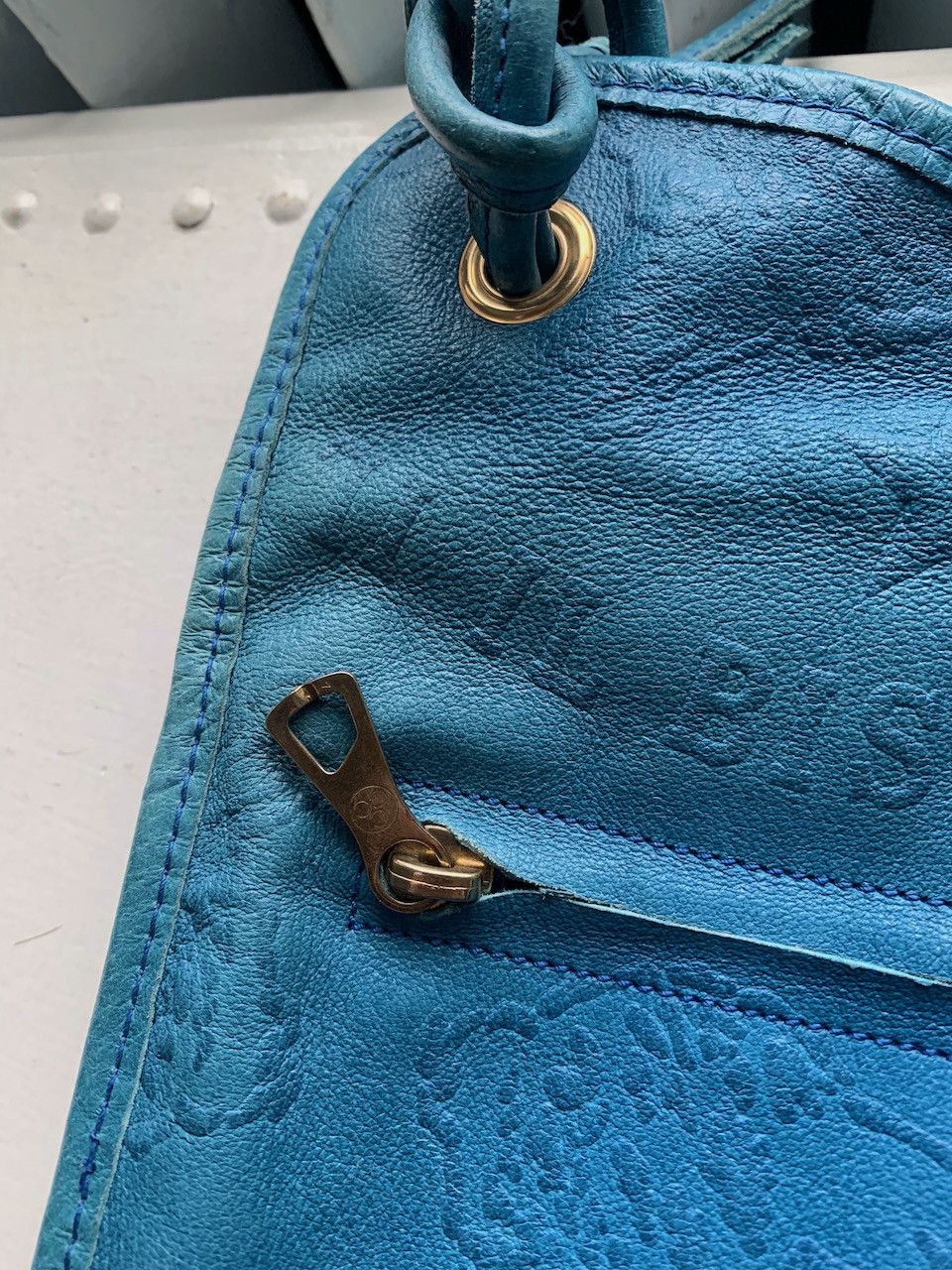 Il Bisonte × Vintage Vintage Il Bisonte Blue Leather Clutch Wanny Di Filippo Size ONE SIZE - 4 Thumbnail