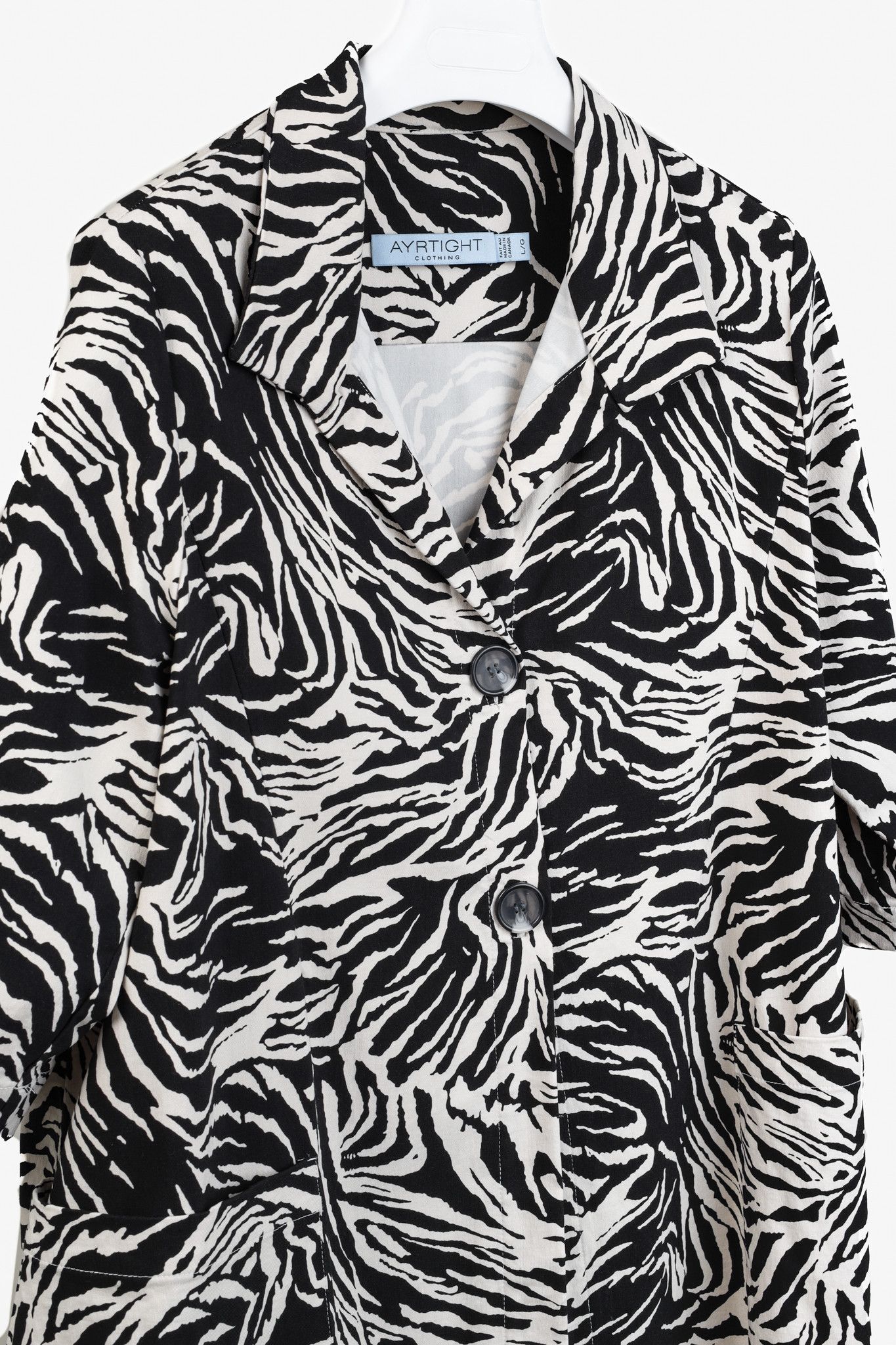 Other Ayrtight Black and Beige Zebra Print Swing Coat Size L / US 10 / IT 46 - 3 Thumbnail