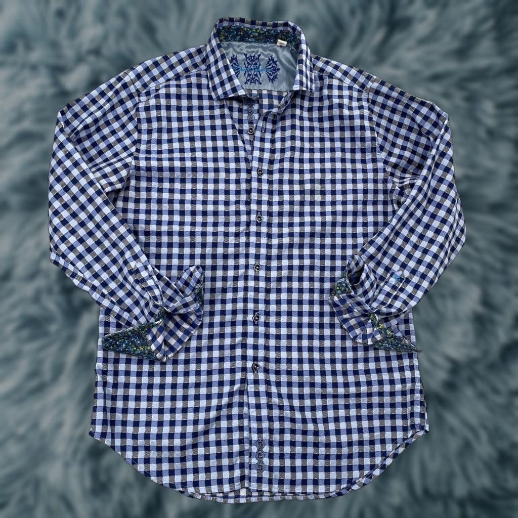 Robert Graham VINTAGE Robert Graham Shirt Men Adult Small Blue Gingham Plaid Long Sleeve Button Up Collared Size US S / EU 44-46 / 1 - 1 Thumbnail