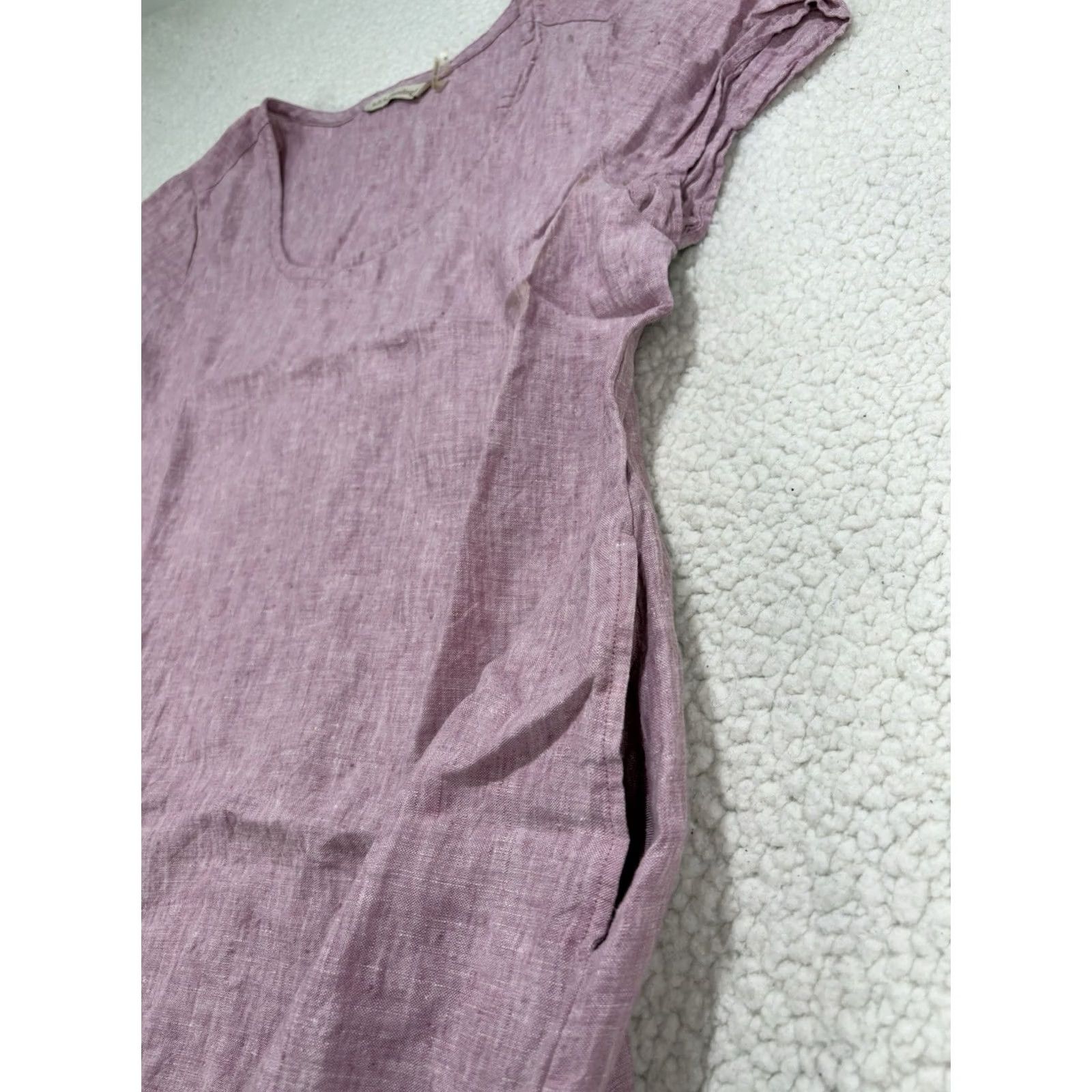 Soft Surroundings VINTAGE Soft Surroundings Pink Linen Short Sleeve Dress Pockets Womens M Size 32" / US 10 / IT 46 - 4 Thumbnail
