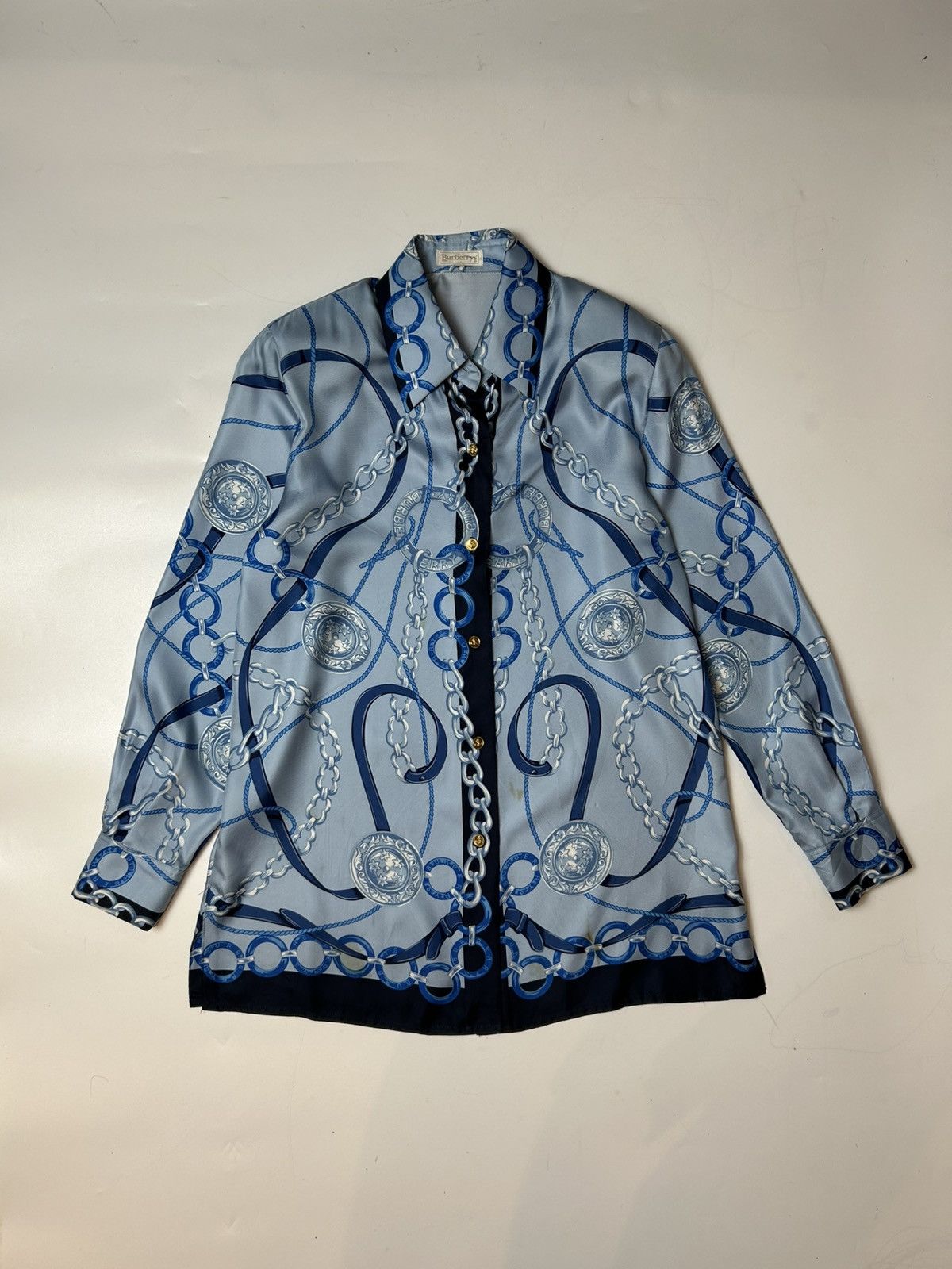Burberry × Designer BURBERRY CHAIN PATTERN BUTTON UP SHIRT Size S / US 4 / IT 40 - 1 Thumbnail