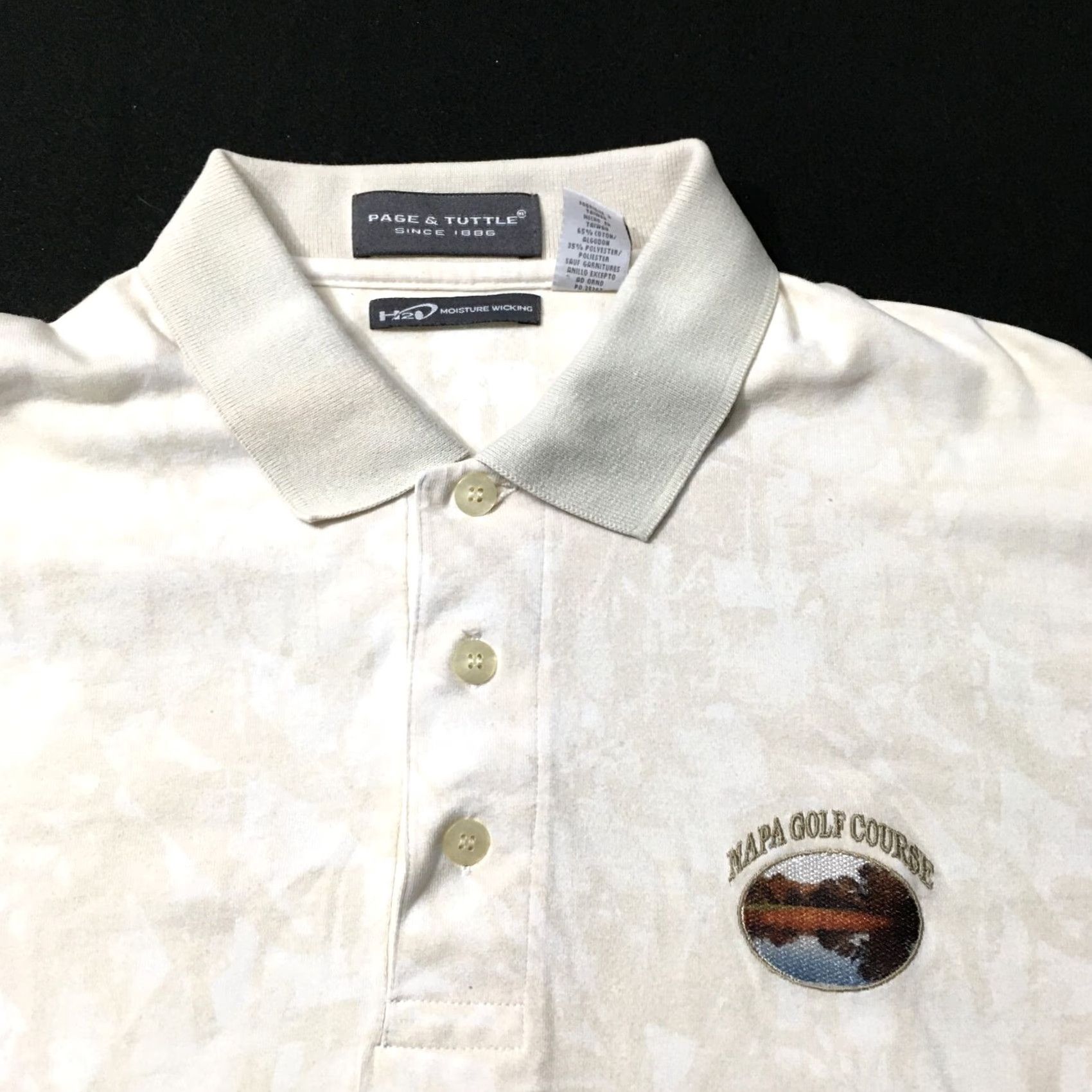 Vintage Page & Tuttle Men Polo Shirt L Beige Golf USA Military Patriotic Classic Mens Size US L / EU 52-54 / 3 - 2 Thumbnail
