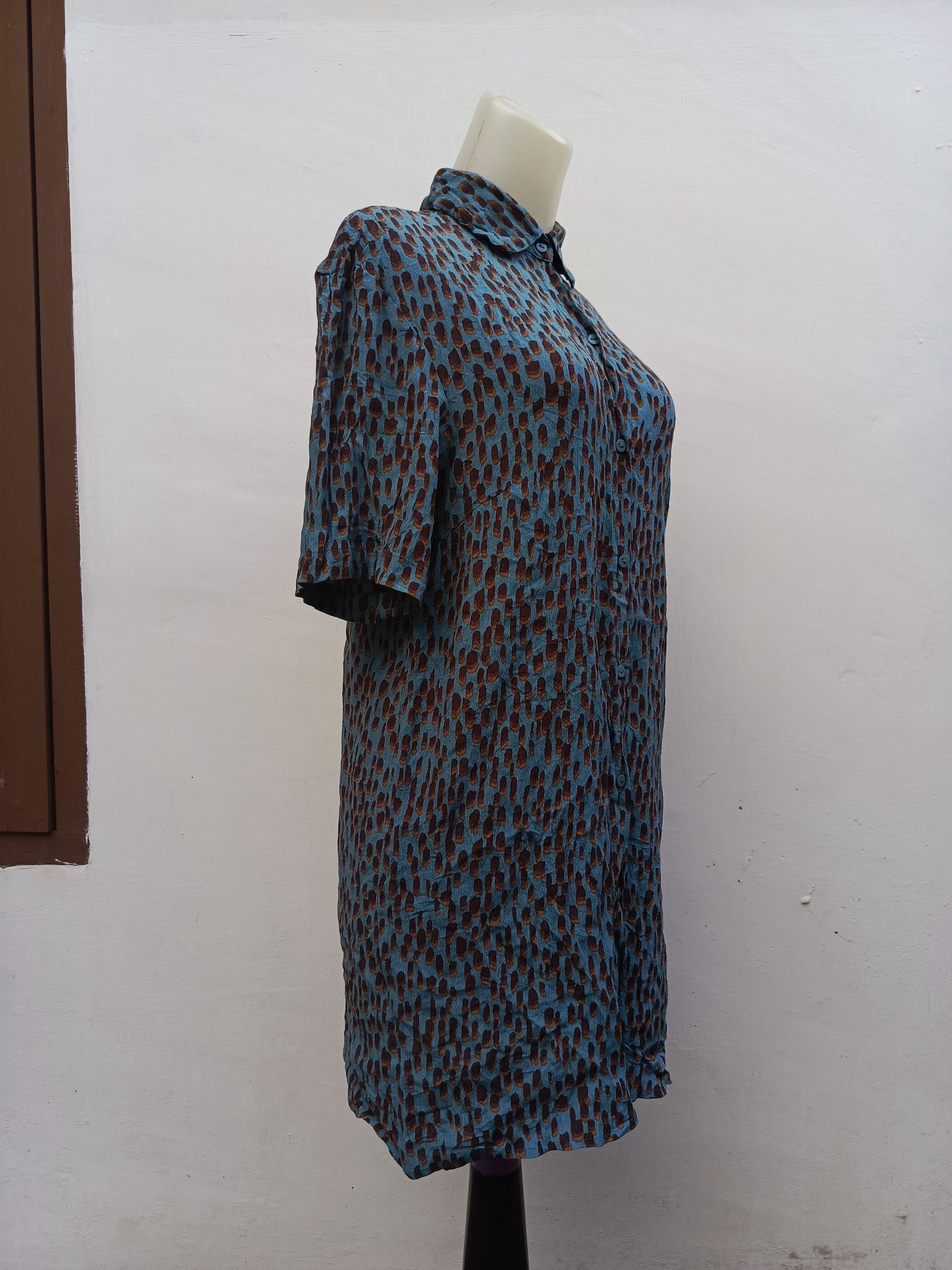 SLY SLY Patern Short Sleeve Button Up Shirt Dress Size S / US 4 / IT 40 - 2 Thumbnail