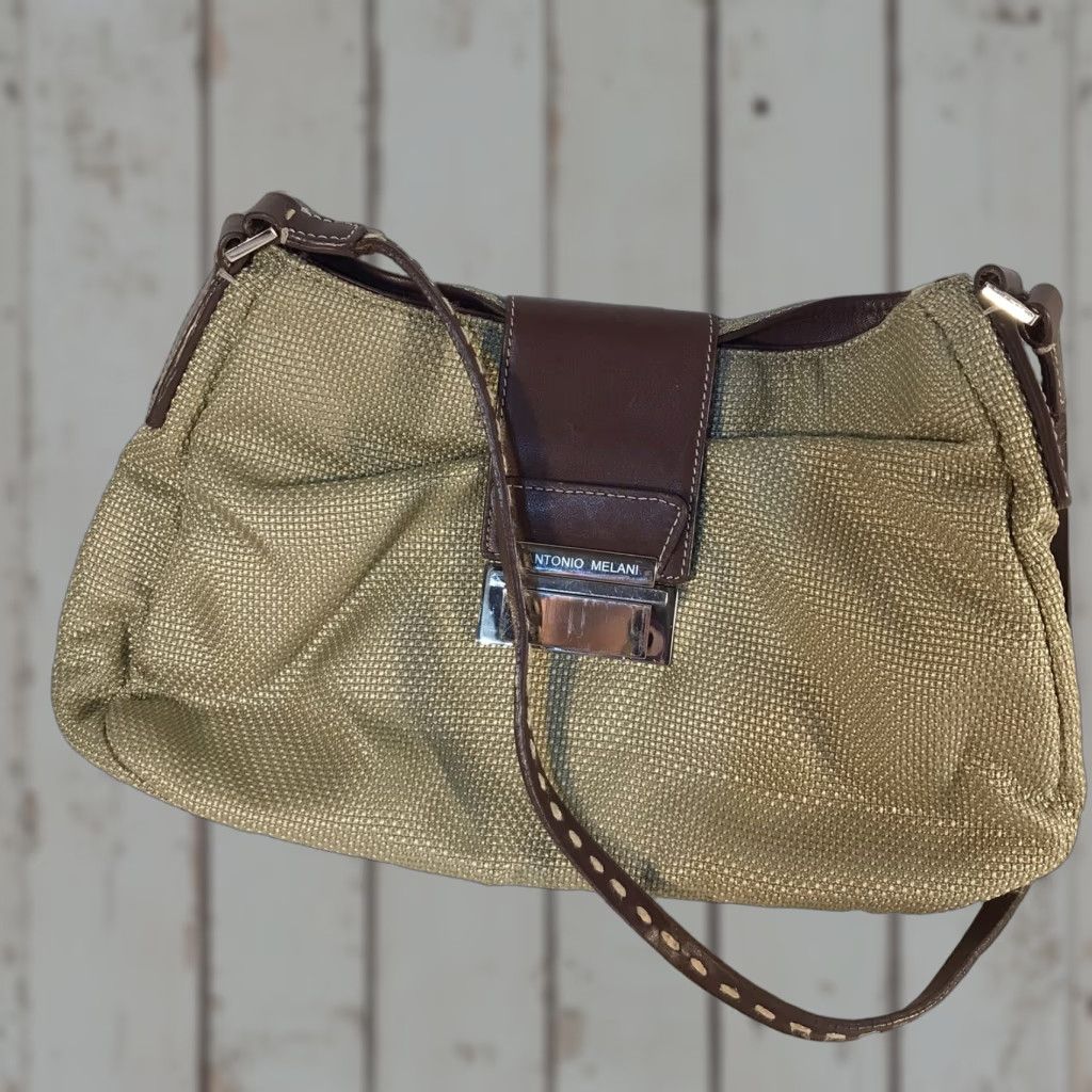 Vintage Antonio Melani Lt. Green/Brown Leather Shoulder Bag Size ONE SIZE - 1 Thumbnail