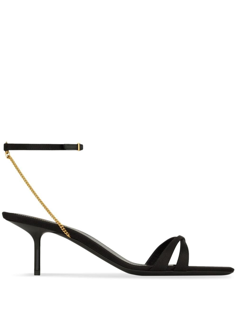 Saint Laurent Paris o1tp1o0125 Melody Sandals In Crepe Satin in Black Size US 7.5 / IT 37.5 - 1 Thumbnail