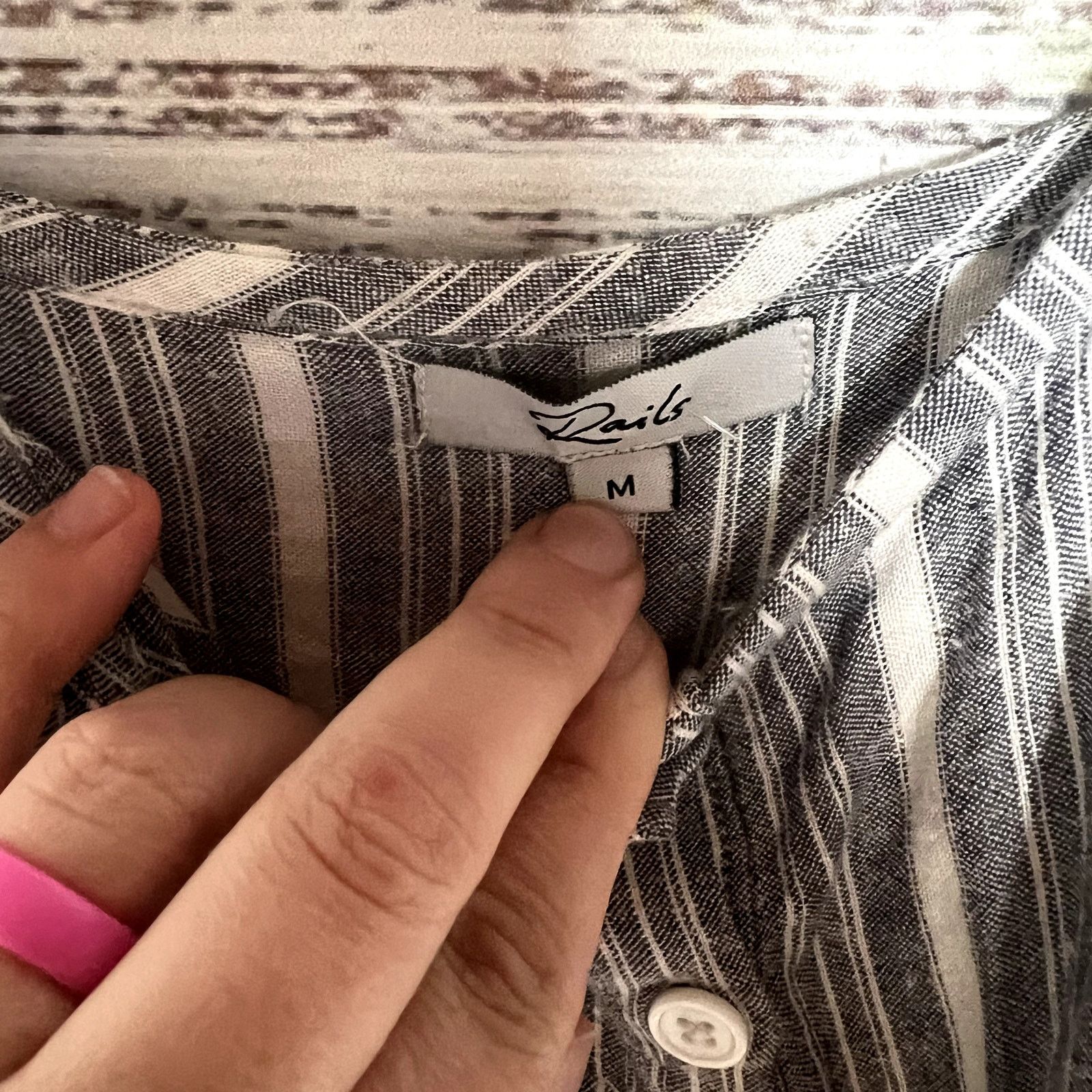 Rails Rails Brooklyn Porto Blue Grey Stripe Linen Blend Jumpsuit M Size 30" / US 8 / IT 44 - 4 Thumbnail