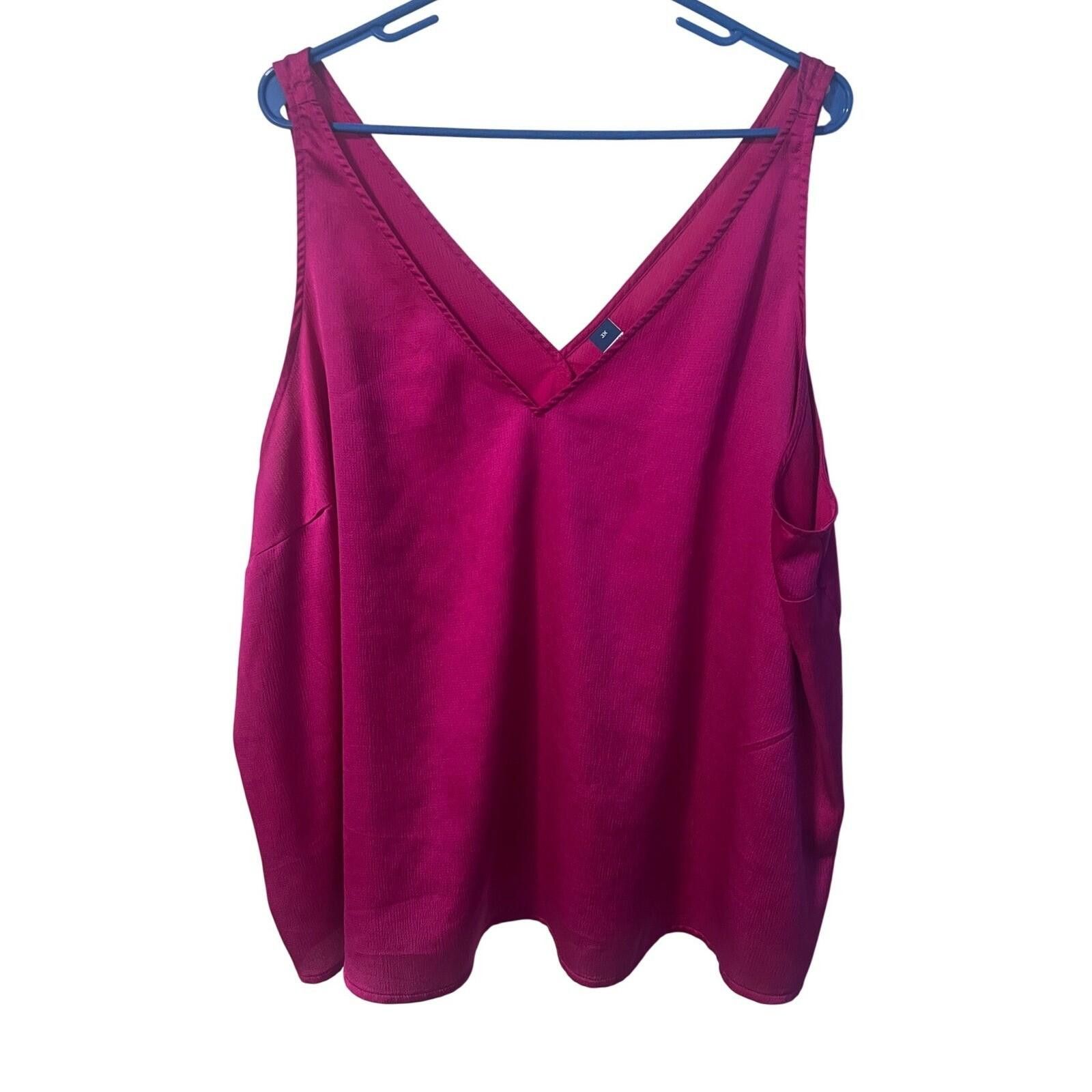 Old Navy Old Navy Womens 3X Fuchsia Double V-Neck Crepe Tank Size 3XL / US 20-22 - 1 Thumbnail