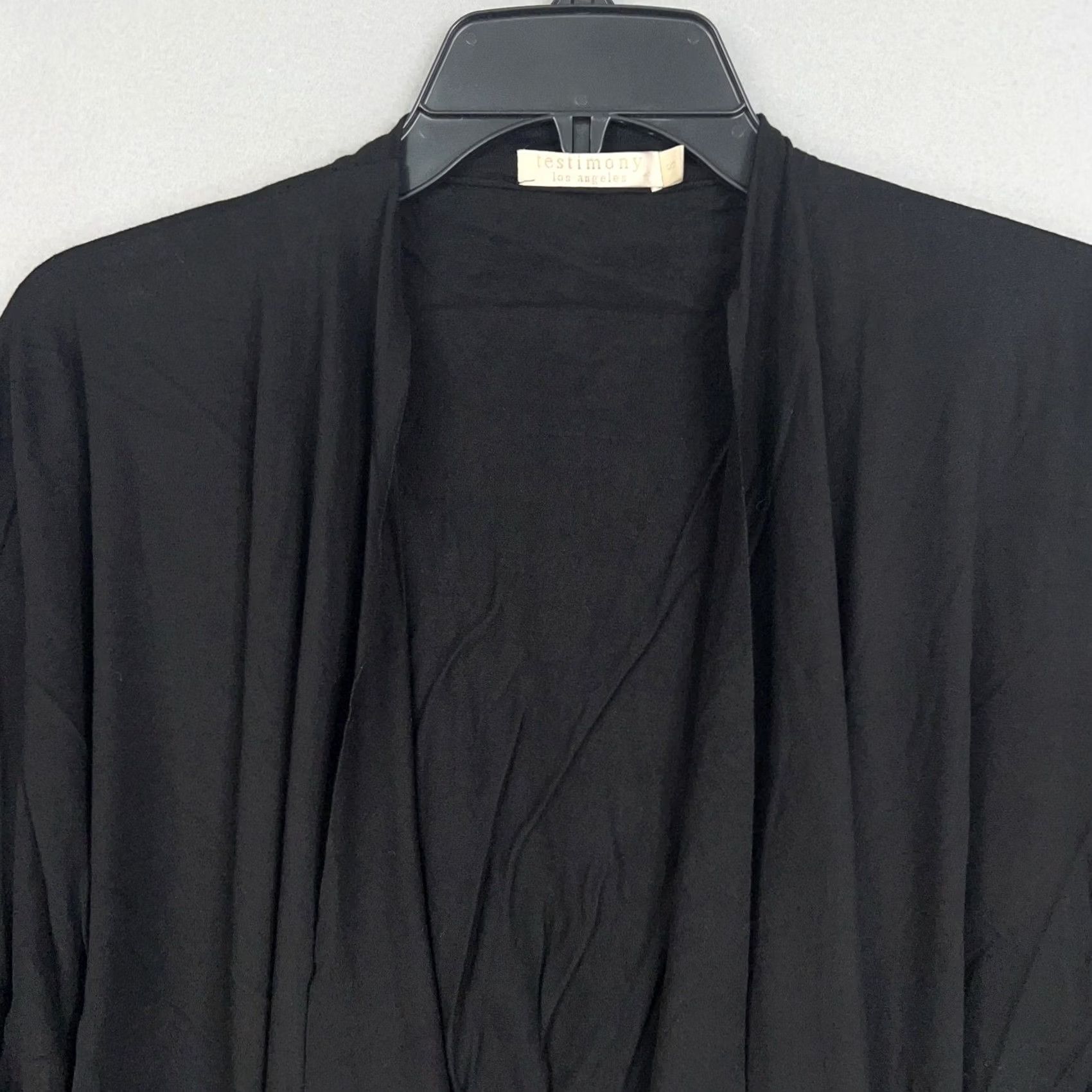 Vintage Testimony Los Angeles Cardigan Womens Small Black Drape Open Studded Jacket Y2K Size S / US 4 / IT 40 - 2 Thumbnail