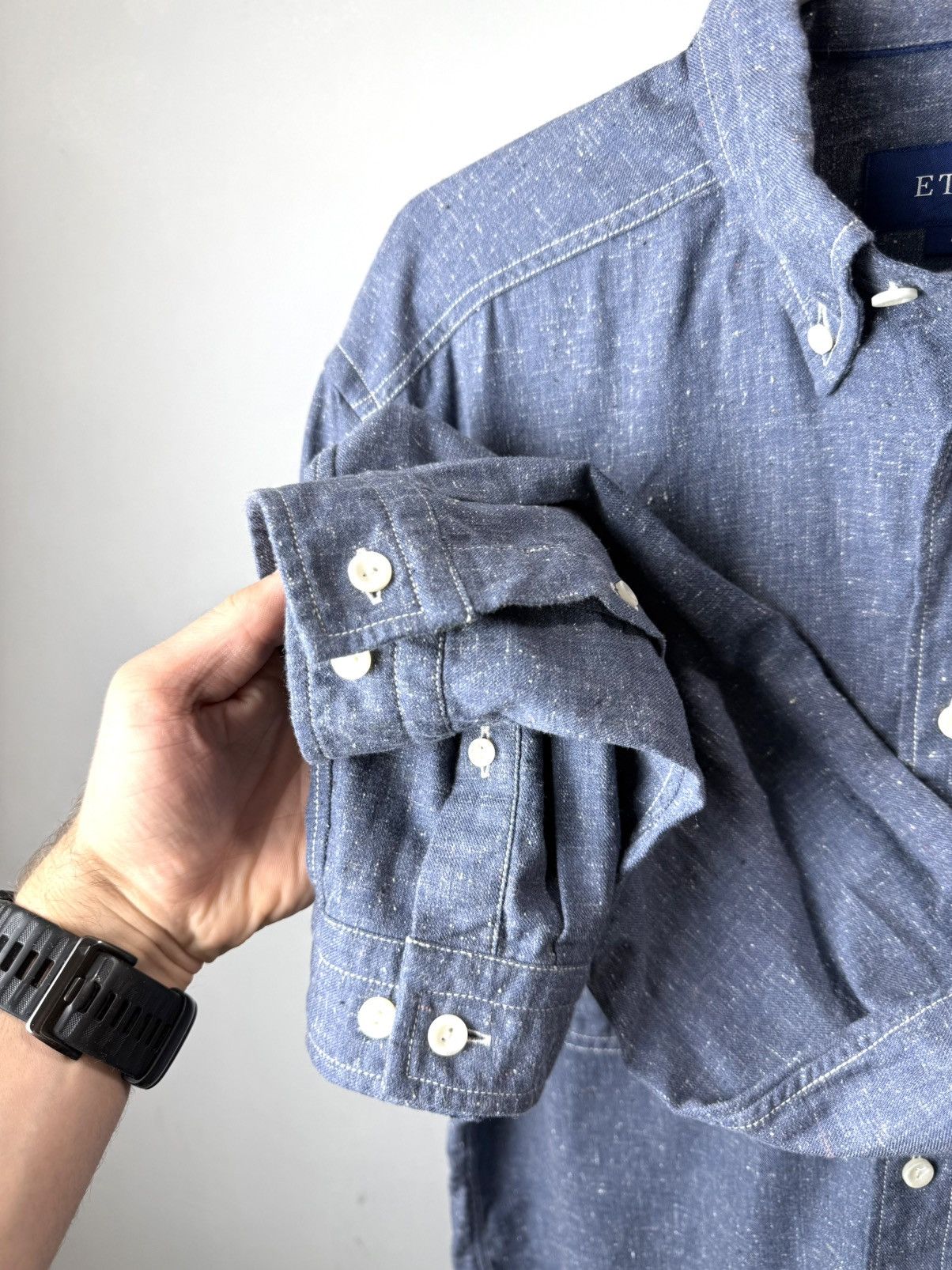 Eton Vintage French Style Eton Twill Overshot Shirt Size US M / EU 48-50 / 2 - 6 Thumbnail