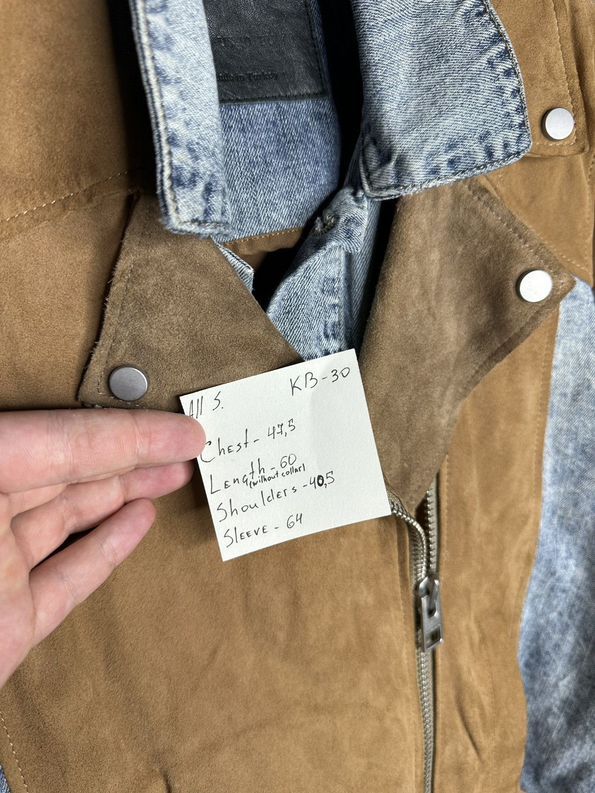 Allsaints AllSaints Suede Denim Biker Jacket Goat Leather Moto US 10 Size L / US 10 / IT 46 - 8 Thumbnail