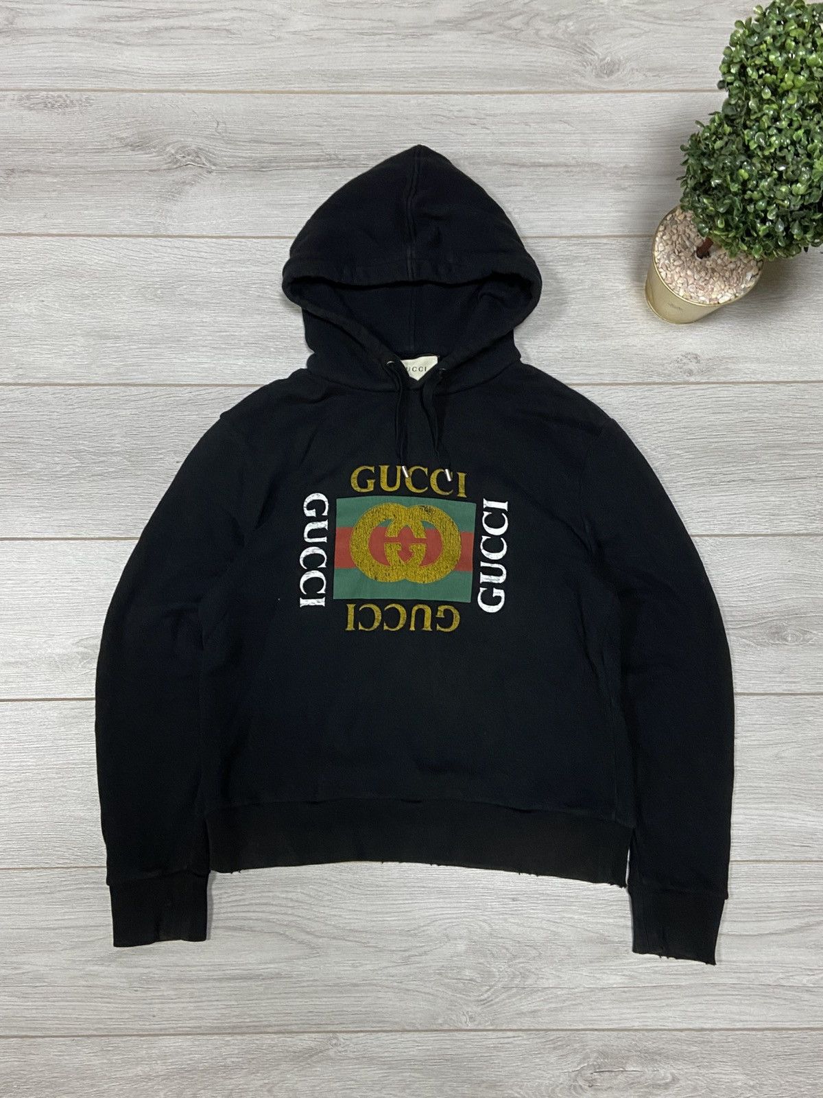 Gucci Gucci Distressed GG Box Logo Hoodie Size US M / EU 48-50 / 2 - 1 Thumbnail