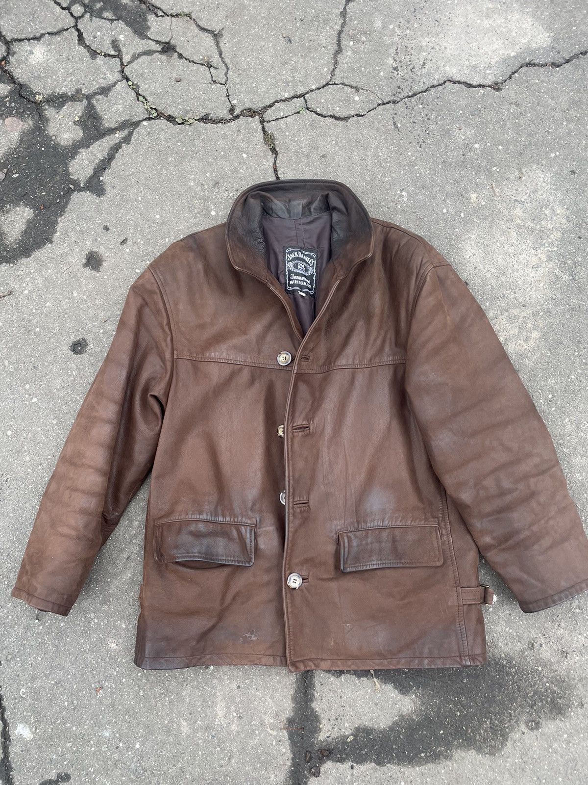 Vintage Jack Daniels Vintage faded Leather Jacket Y2K Size US S / EU 44-46 / 1 - 4 Thumbnail