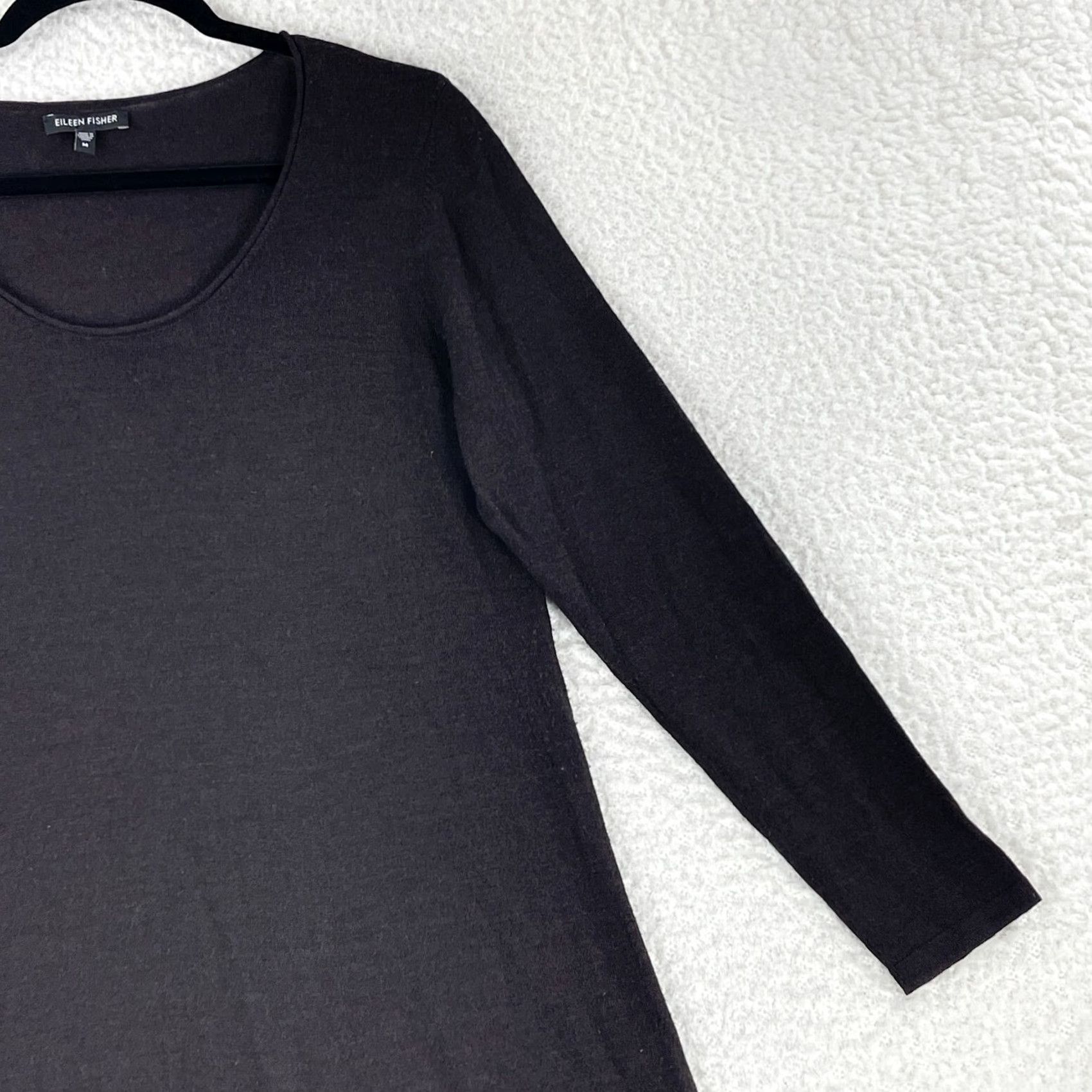 Eileen Fisher Eileen Fisher Tunic Shirt Womens Medium Brown 100% Wool Long Sleeve Pullover Size M / US 6-8 / IT 42-44 - 3 Thumbnail