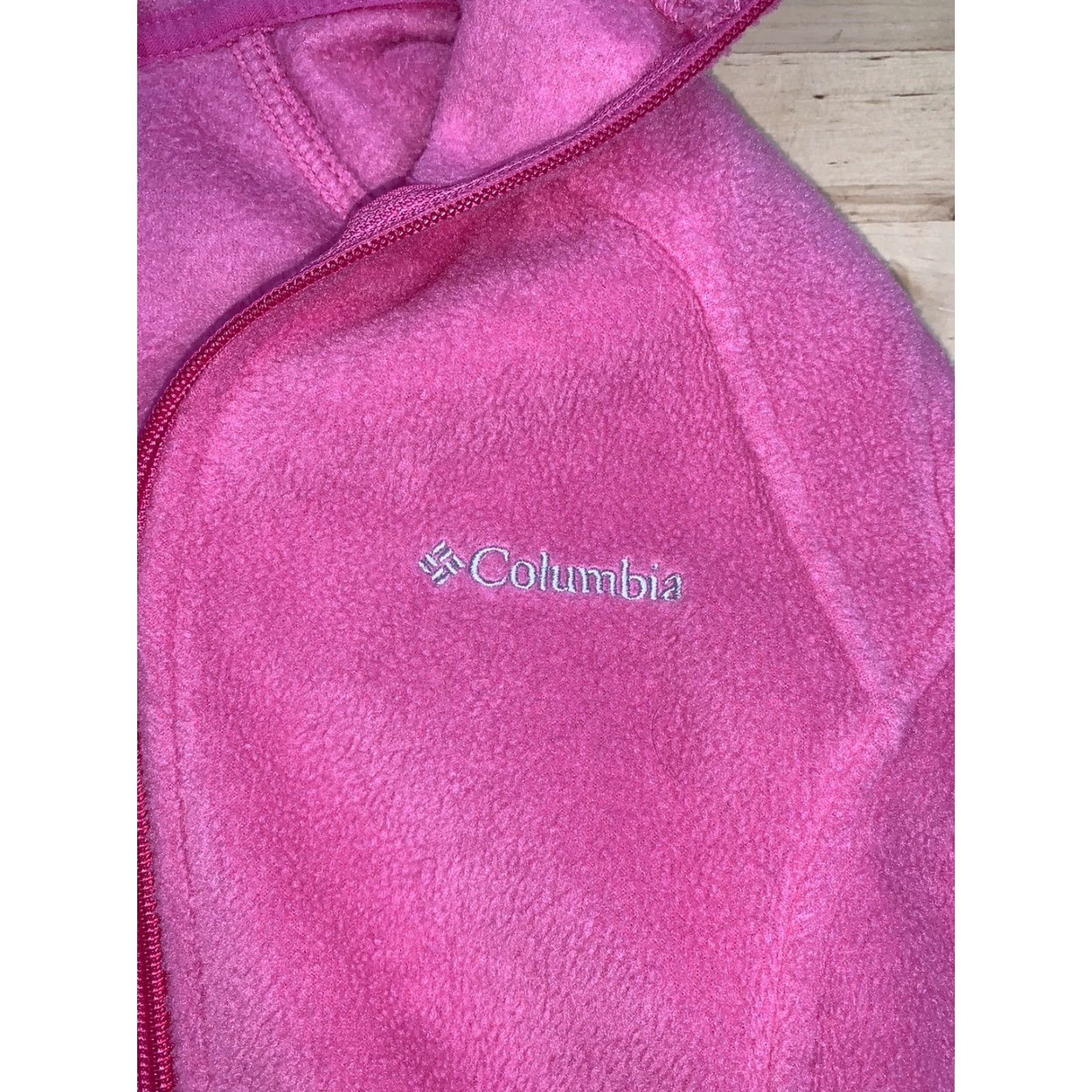Pinko Columbia Jacket Vest Womens M Pink Fleece Hooded Casual Outdoor Zip #8512 Size M / US 6-8 / IT 42-44 - 2 Thumbnail