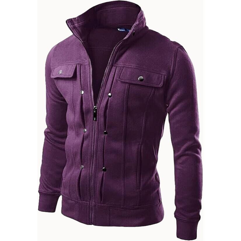 Other Doublju Mens Slim Fit High Neck Military Style Zip Up Jacket