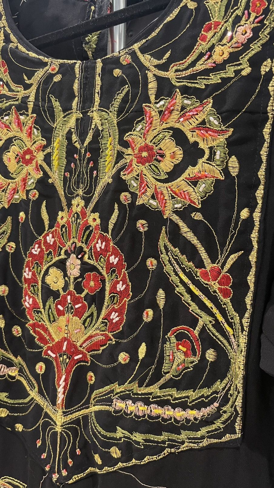 Vintage Embellished full length sequin embroidered floral gown Size L / US 10 / IT 46 - 3 Thumbnail