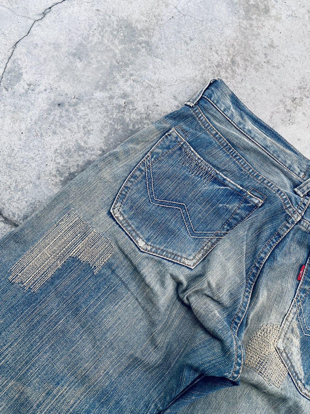 Vintage Edwin Xu Flare Distressed Denim Pants