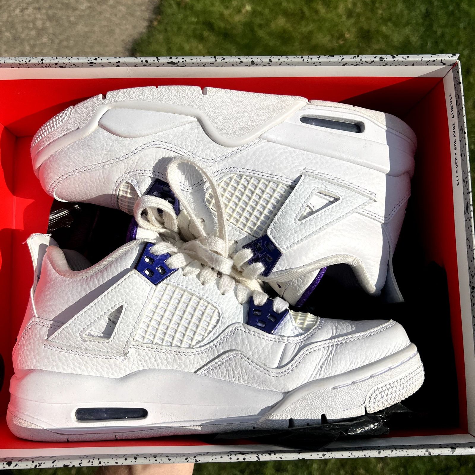 Jordan Brand × Nike Air Jordan 4 Retro GS Purple Metallic Men's Shoes - Size 6.5 Size US 6.5 / EU 39-40 - 9 Thumbnail