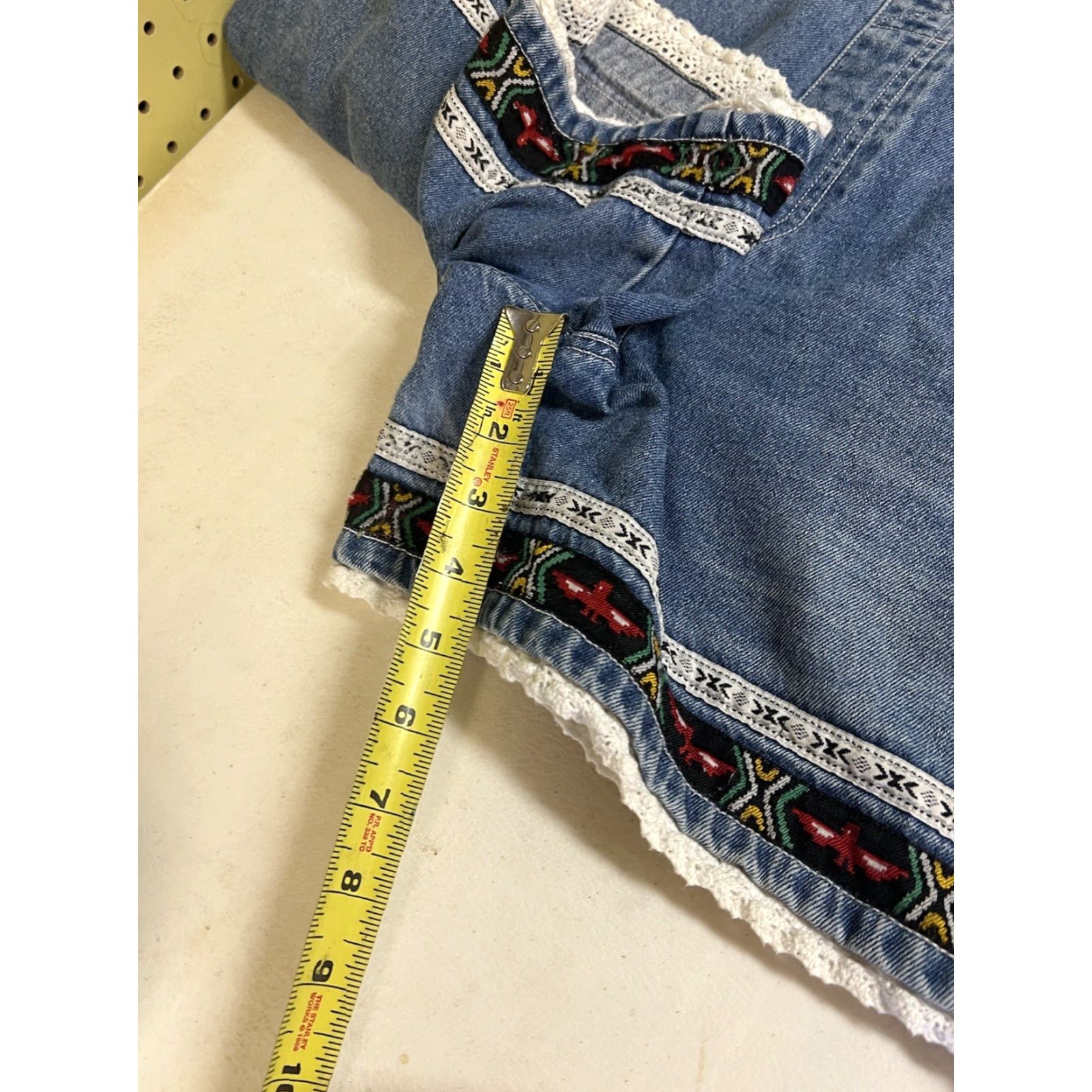 Denime VINTAGE BACCINI Overalls Shorts Denim Blue Sz L Womens Casual 90s Bohemian Farm Cowboy Pockets Button Denim Bib Overalls Shorts Women Size 36" / US 14 / IT 50 - 7 Thumbnail