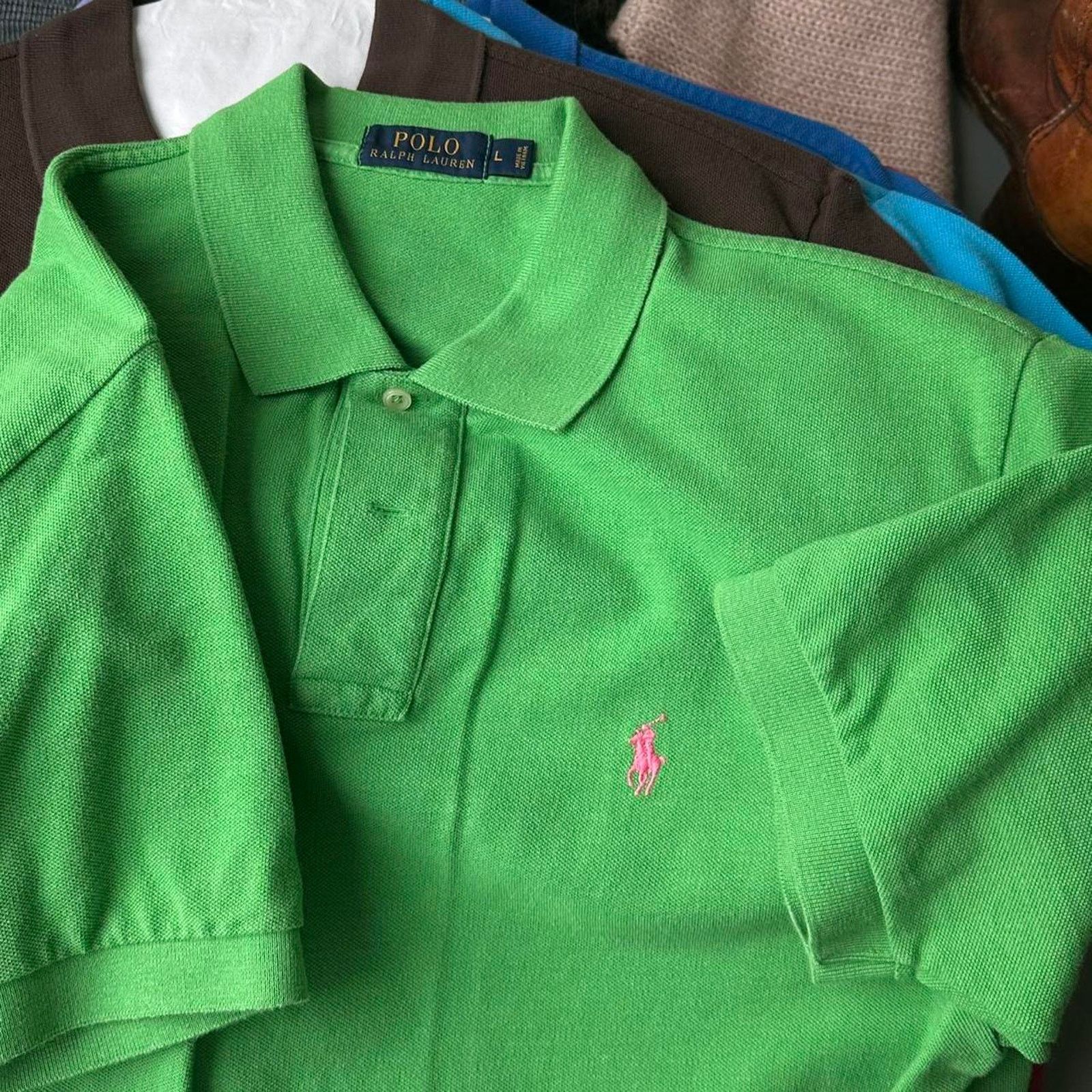Polo Ralph Lauren × Vintage Cotton Green Pink Polo Ralph Lauren Polo Collared Shirt Size US L / EU 52-54 / 3 - 3 Thumbnail