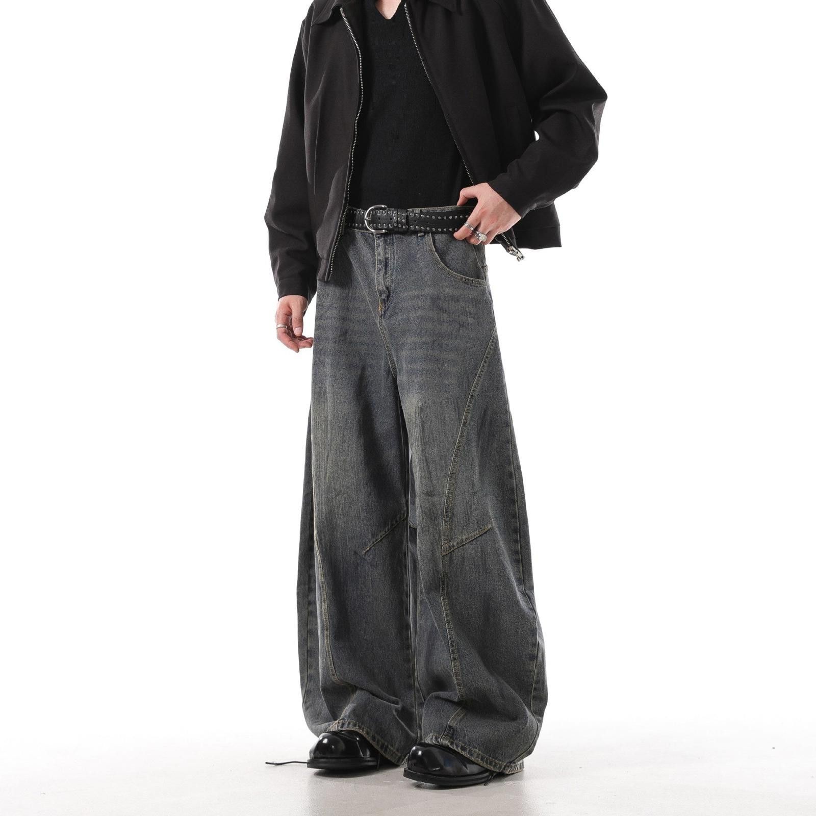 Japanese Brand Distressed Baggy Wide Leg Jeans, Barrel Leg Jeans Size US 32 / EU 48 - 3 Thumbnail