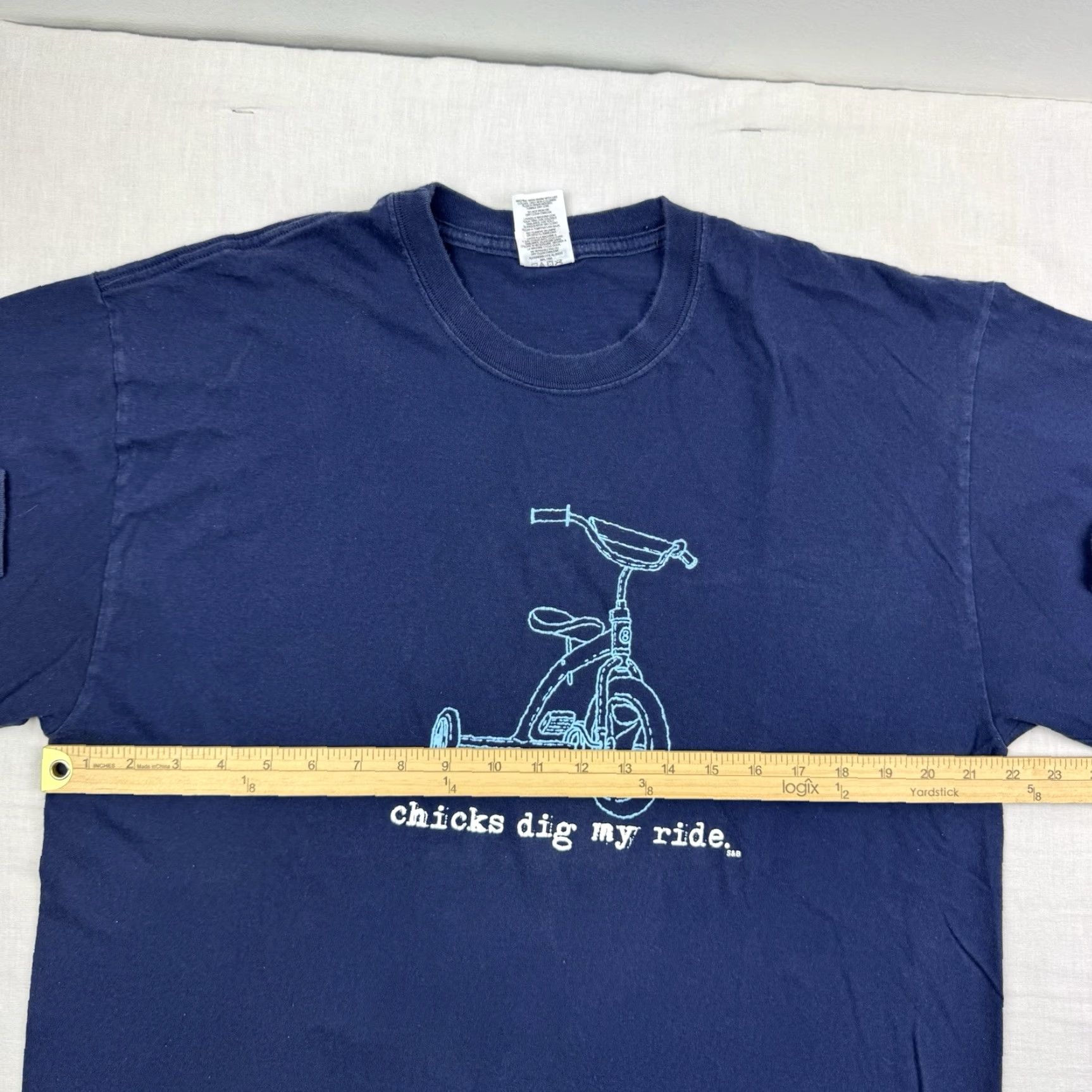 Jerzees VINTAGE Chicks Dig My Ride Long Sleeve T Shirt Mens Large Blue Funny Y2K Jerzees Crew Neck T-Shirt Adult Large Vintage Mens Funny Y2K Blue Long Sleeve Size US L / EU 52-54 / 3 - 7 Thumbnail