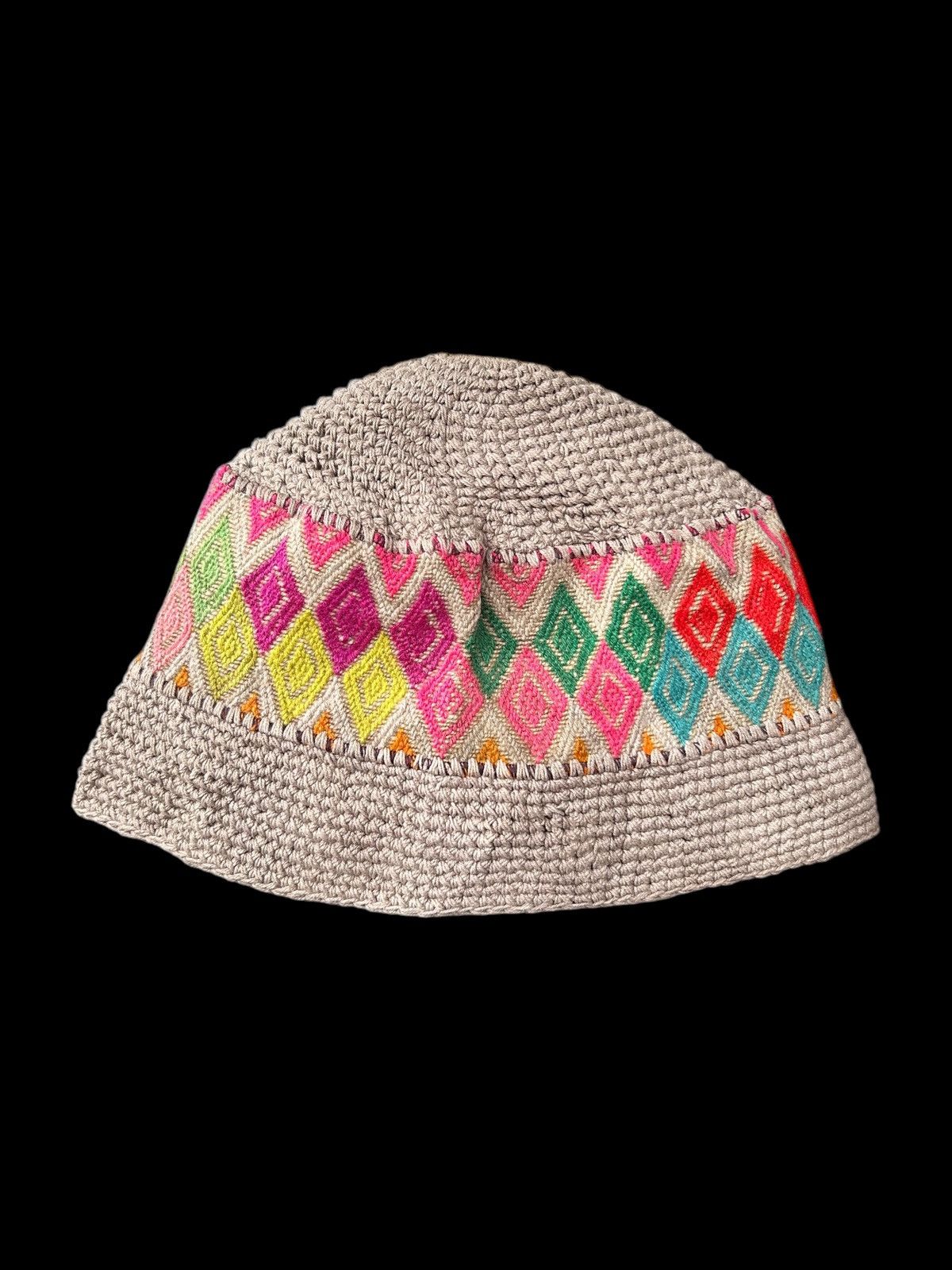 Japanese Brand × Kapital × Vintage Crochet Knitted Handmade Rare Design big Bucket Hats☠️☠️ Size ONE SIZE - 1 Thumbnail