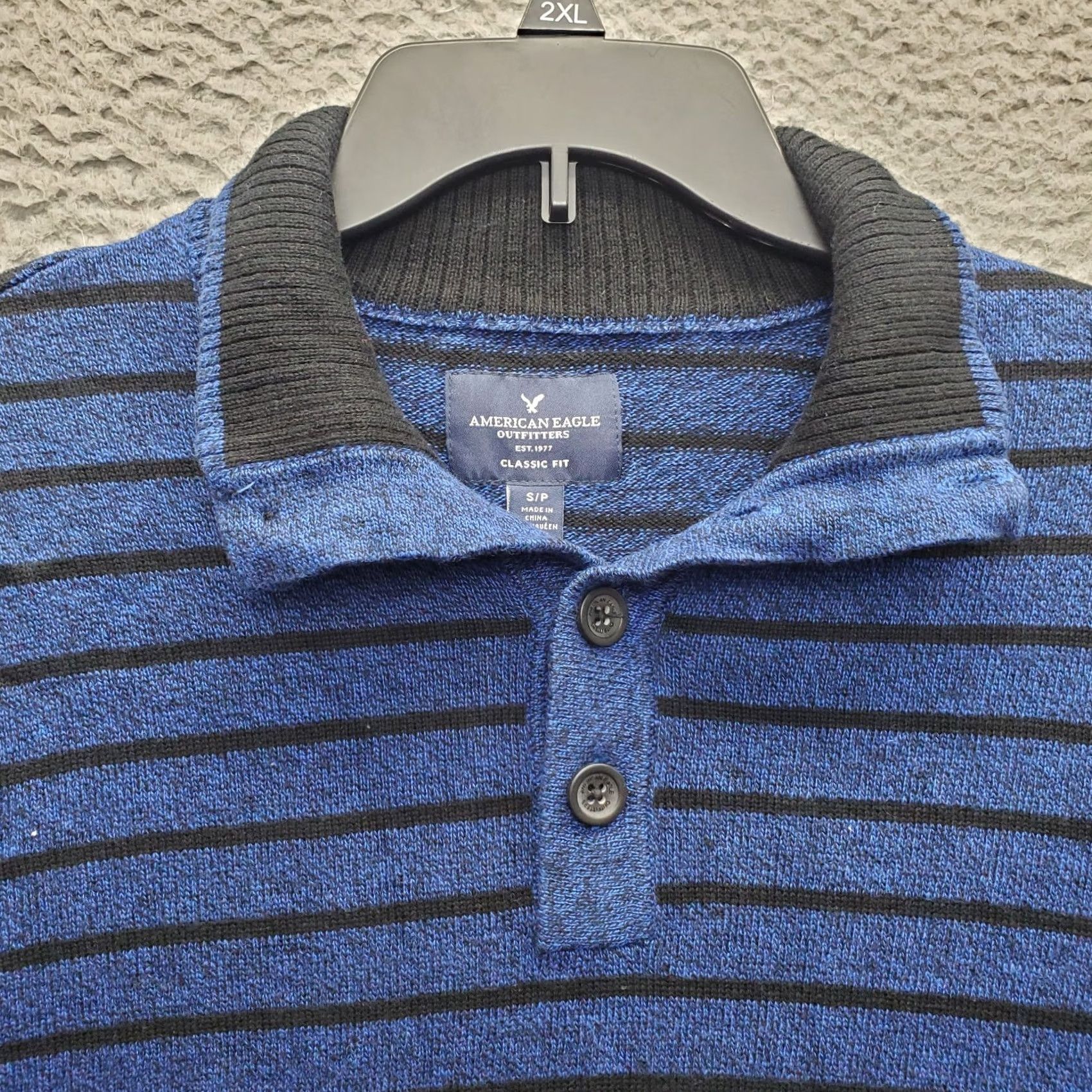 American Eagle Outfitters American Eagle Outfitters Men’s S Blue Striped Mock Neck Pullover Sweater Size US S / EU 44-46 / 1 - 5 Thumbnail