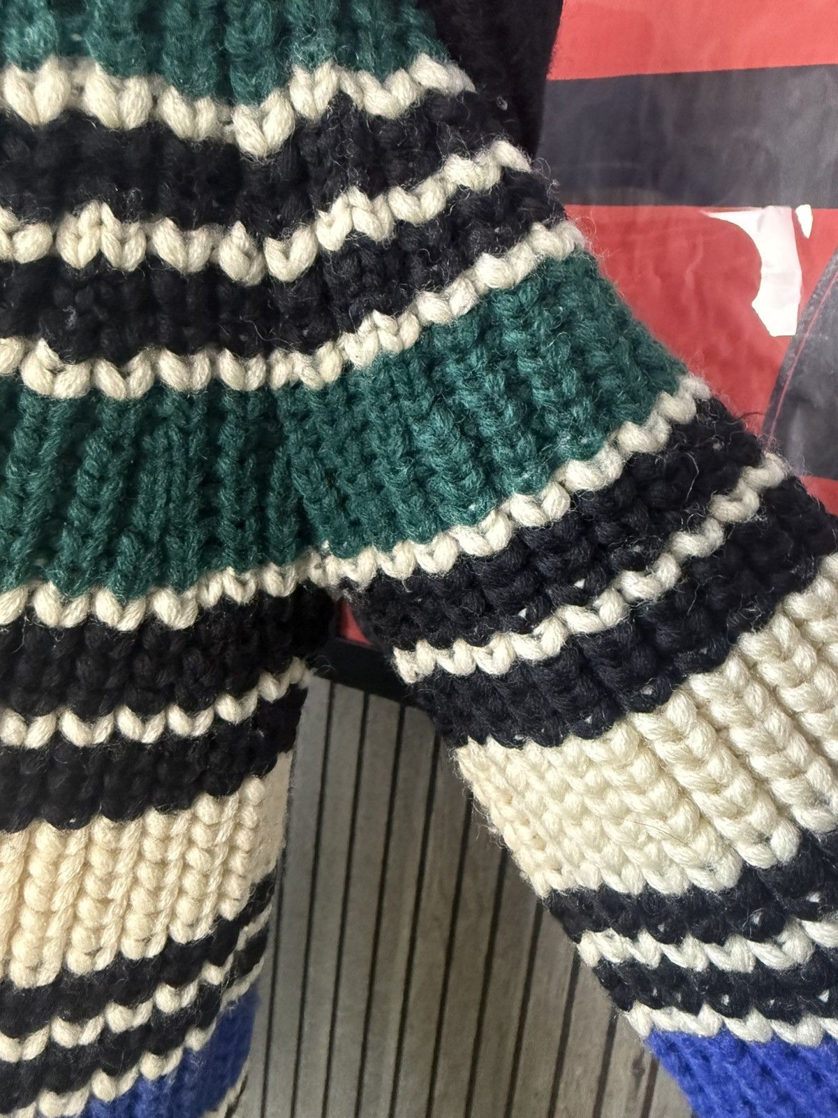 Balenciaga VINTAGE BALENCIAGA STRIPED HEAVY KNIT HOODED SWEATER 2007 Size XS / US 0-2 / IT 36-38 - 12 Thumbnail