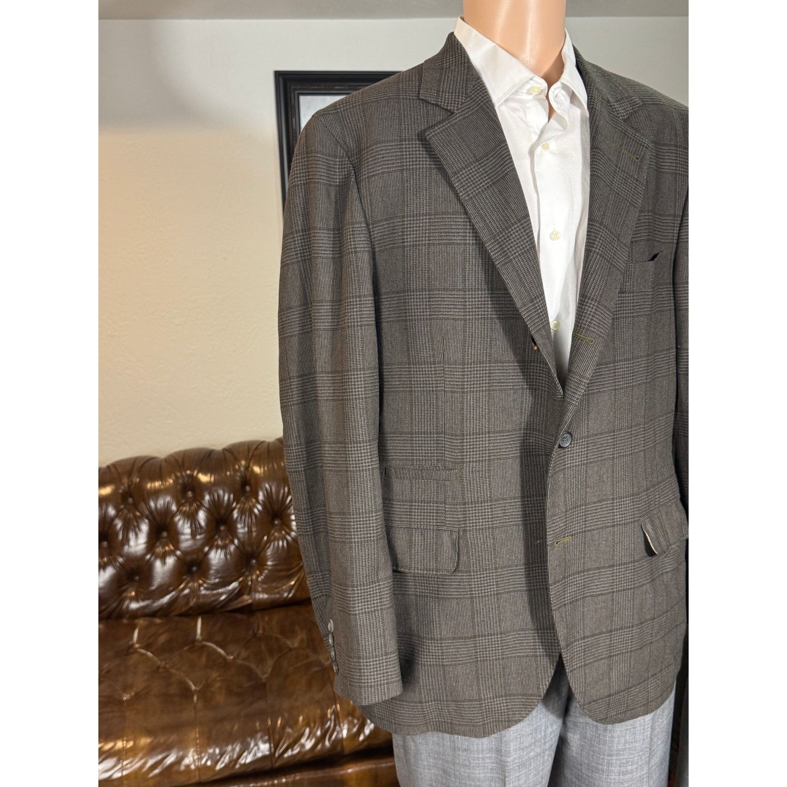 Brunello Cucinelli Brunello Cucinelli Houndstooth Deconstructed Blazer 56 46R Size 46R - 9 Thumbnail