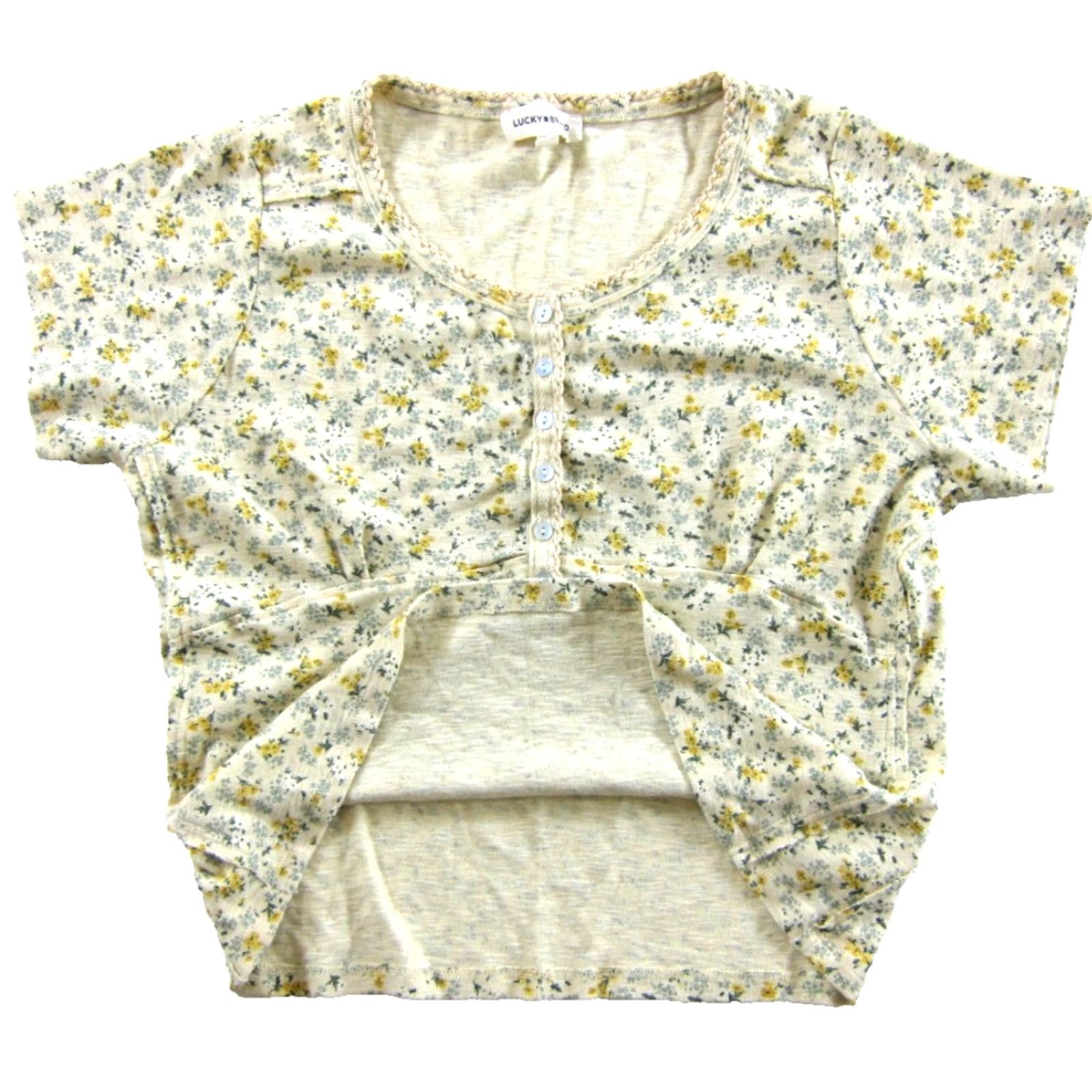 Lucky Brand Lucky Brand Yellow Green Yellow Floral Jersey Knit Short Sleeve Top Blouse XL Size XL / US 12-14 / IT 48-50 - 4 Thumbnail